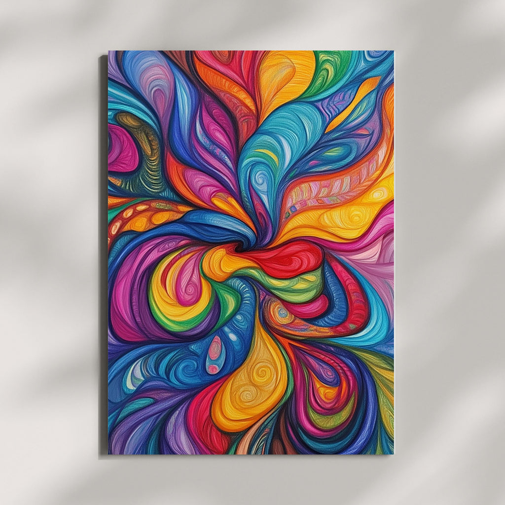 Vibrant Abstract Swirl Art Print – Color Explosion Psychedelic Painting