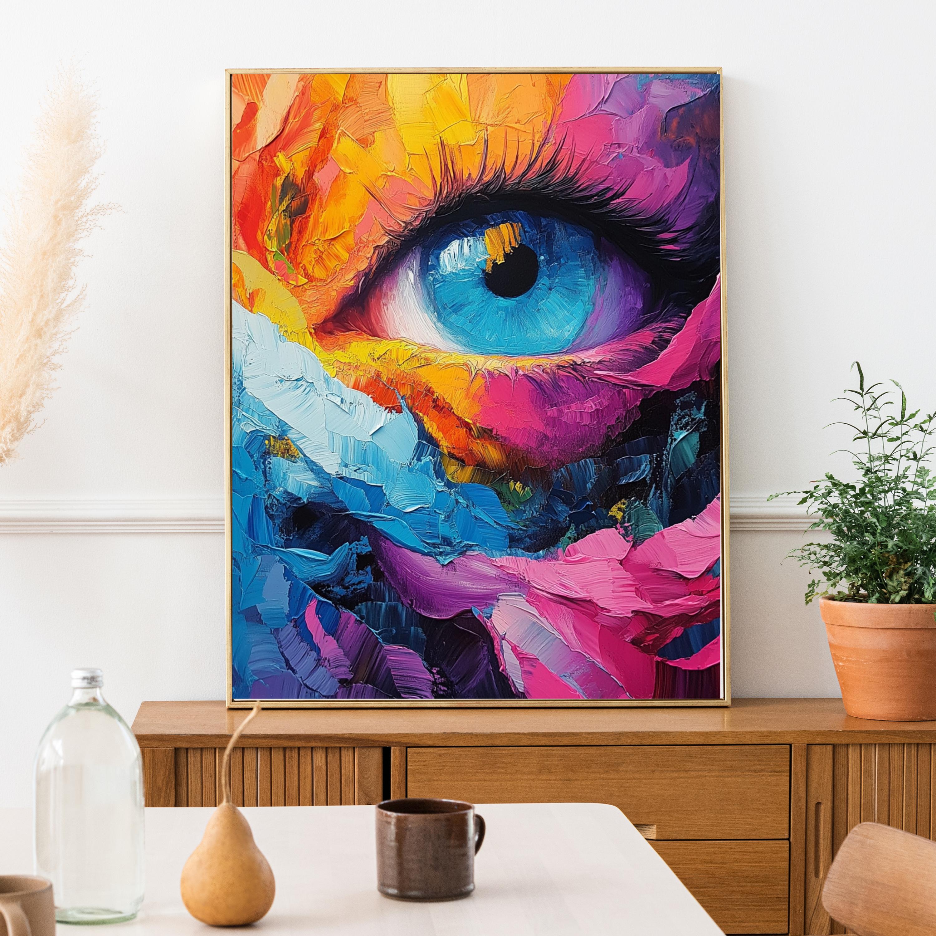 Vibrant Pop Art Eye Print – Bold Abstract Expressionist Painting
