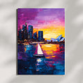 Sydney Sunset" – Vibrant Skyline of Sydney Harbour with Opera House and Sailboats