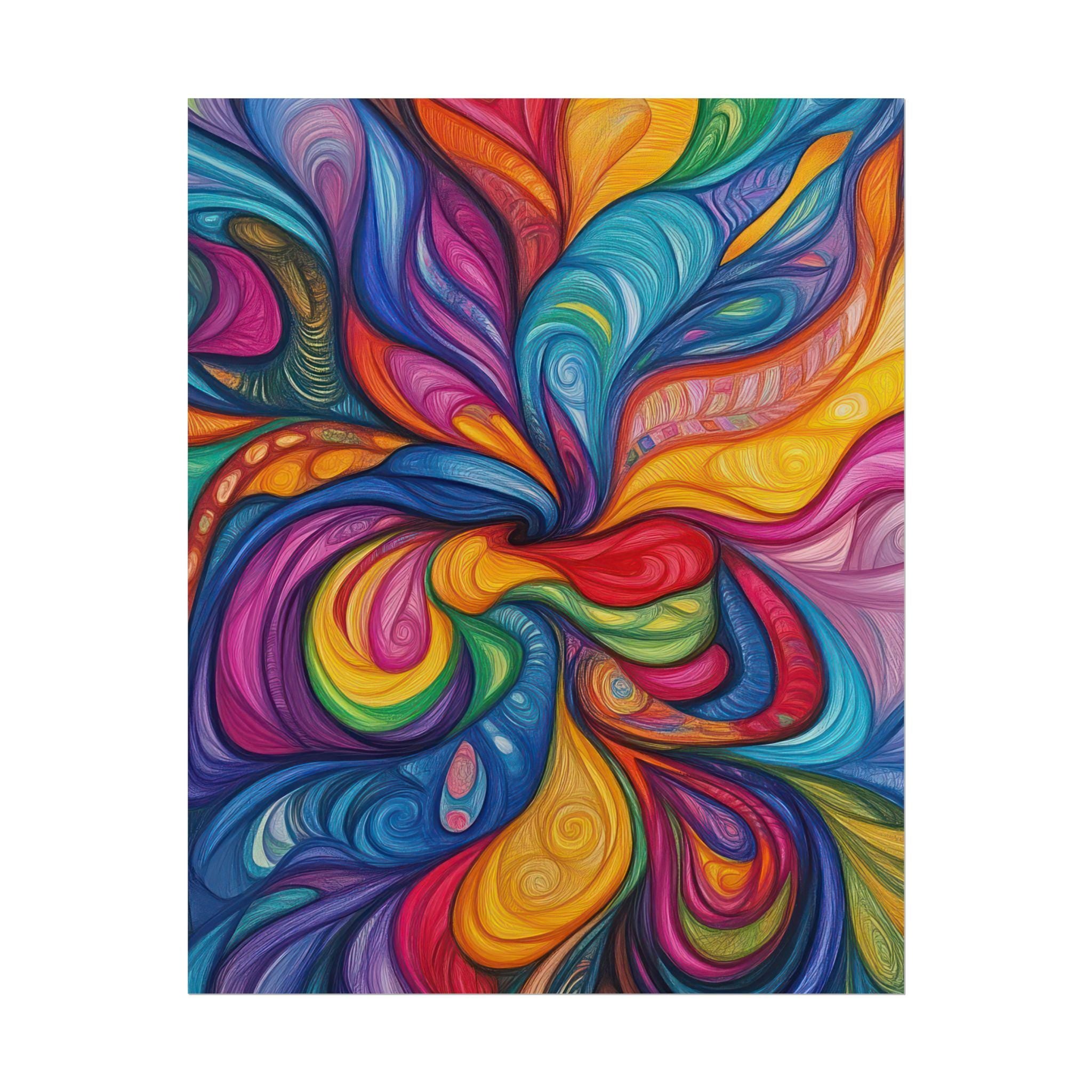 Vibrant Abstract Swirl Art Print – Color Explosion Psychedelic Painting