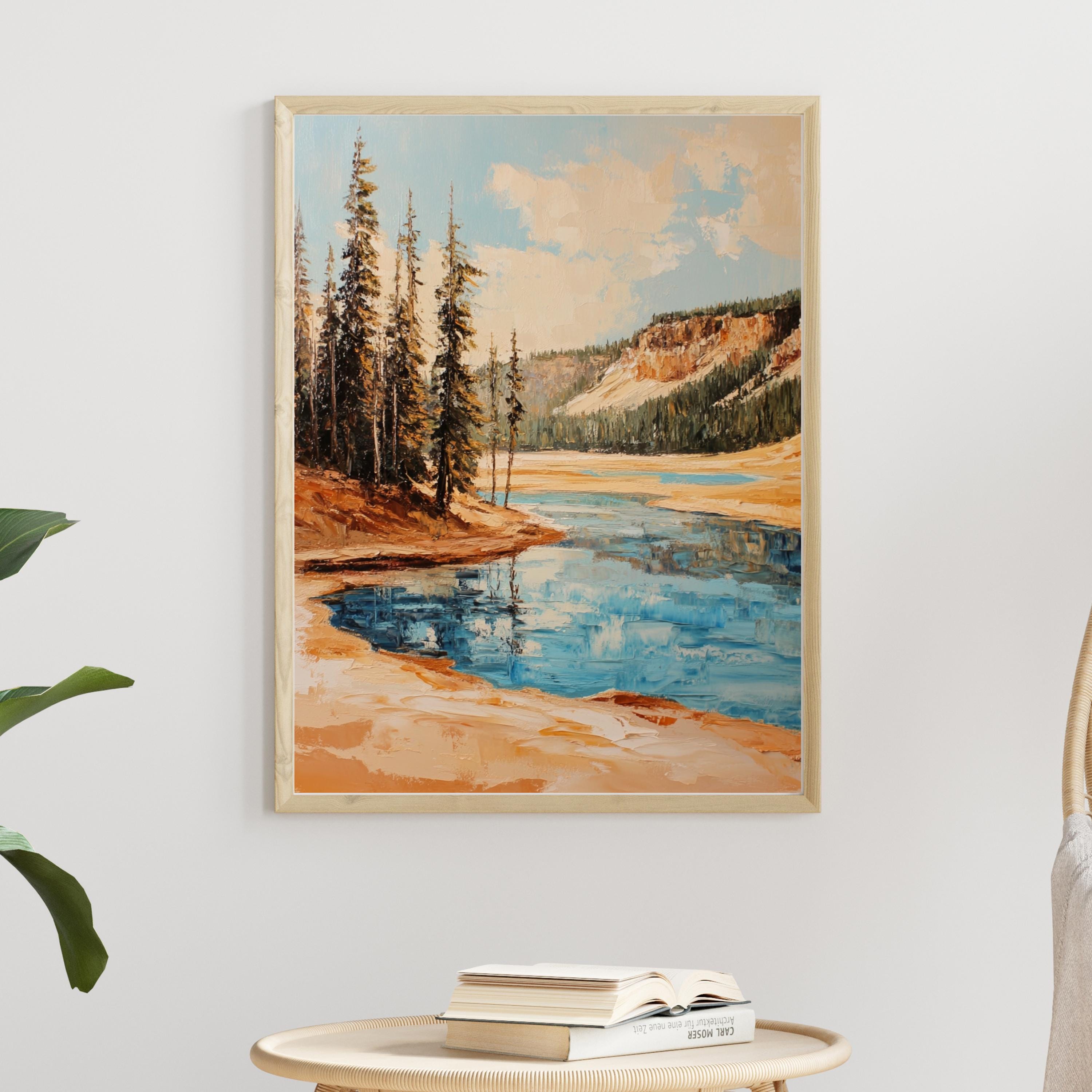 ational park decor, geothermal landscape, rustic home decor, adventure travel art