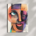 Cubist Abstract Face Art Print – Modern Geometric Portrait Painting
