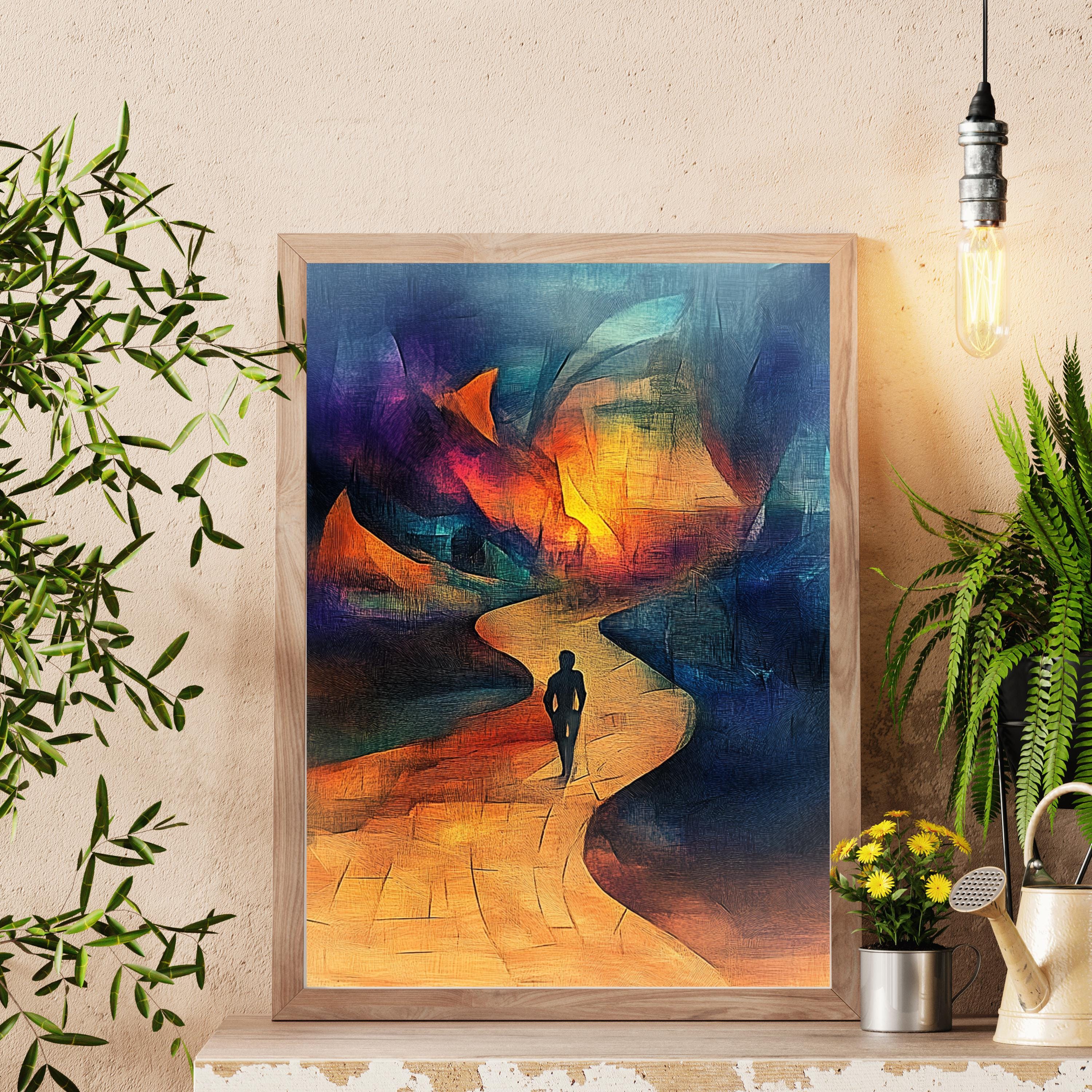 Abstract Postmodern Art Print – Surreal Pathway to the Unknown