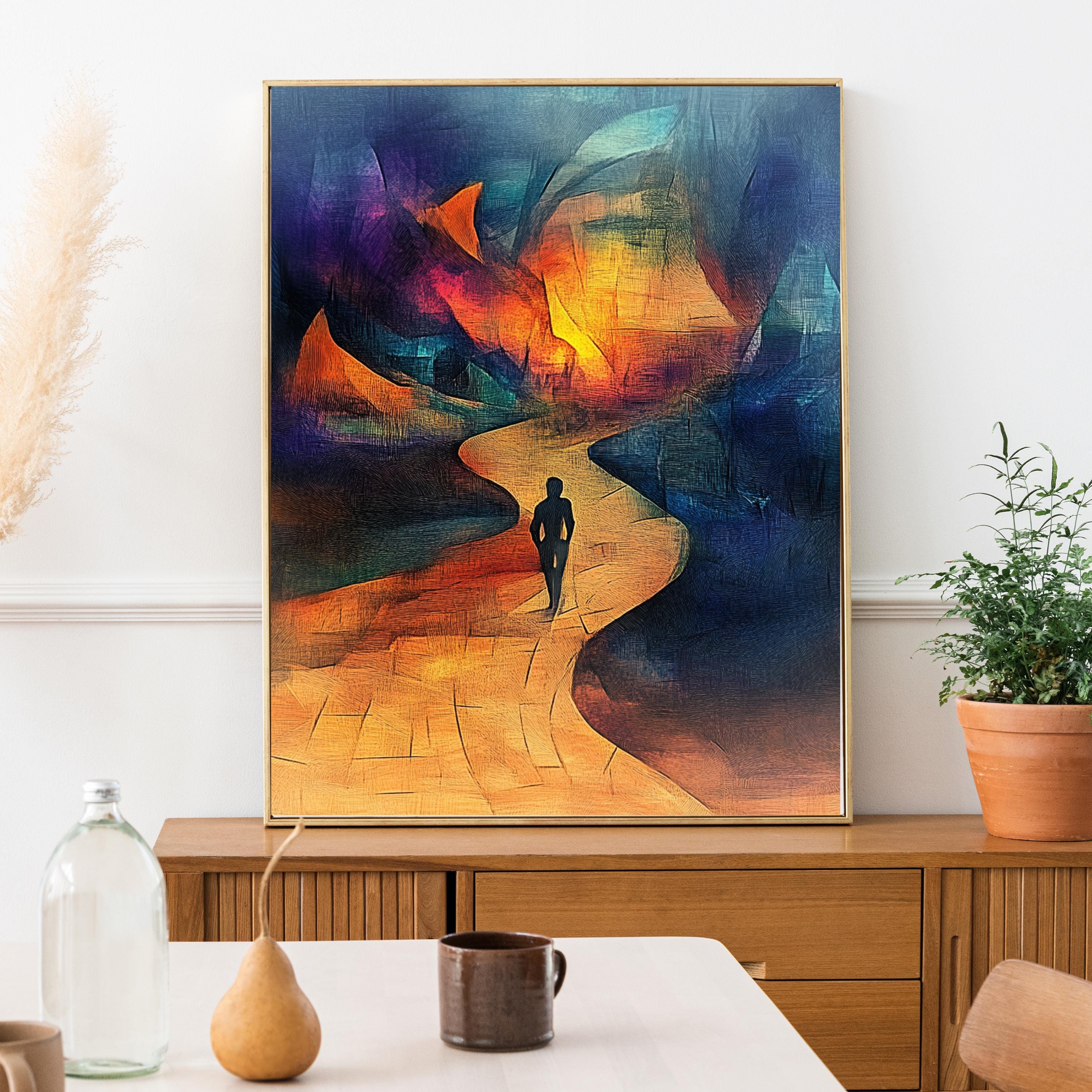 Abstract Postmodern Art Print – Surreal Pathway to the Unknown