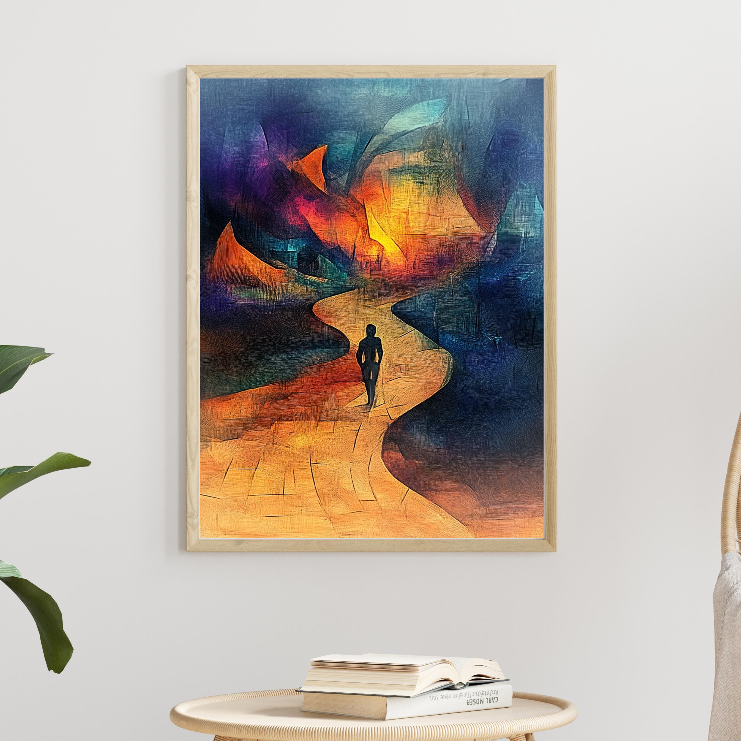 Abstract Postmodern Art Print – Surreal Pathway to the Unknown