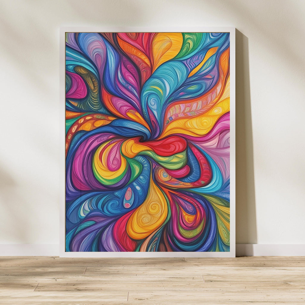 Vibrant Abstract Swirl Art Print – Color Explosion Psychedelic Painting
