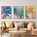 Colorful Palm Tree Set of Three - Tropical Serenity: Pastel Palm Dreams