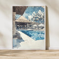 Hand-Sketched Poolside Relaxation Scene | Unfinished Pencil Sketch | Abstract Simple Art| Tranquil Travel-Inspired Art for Home Décor