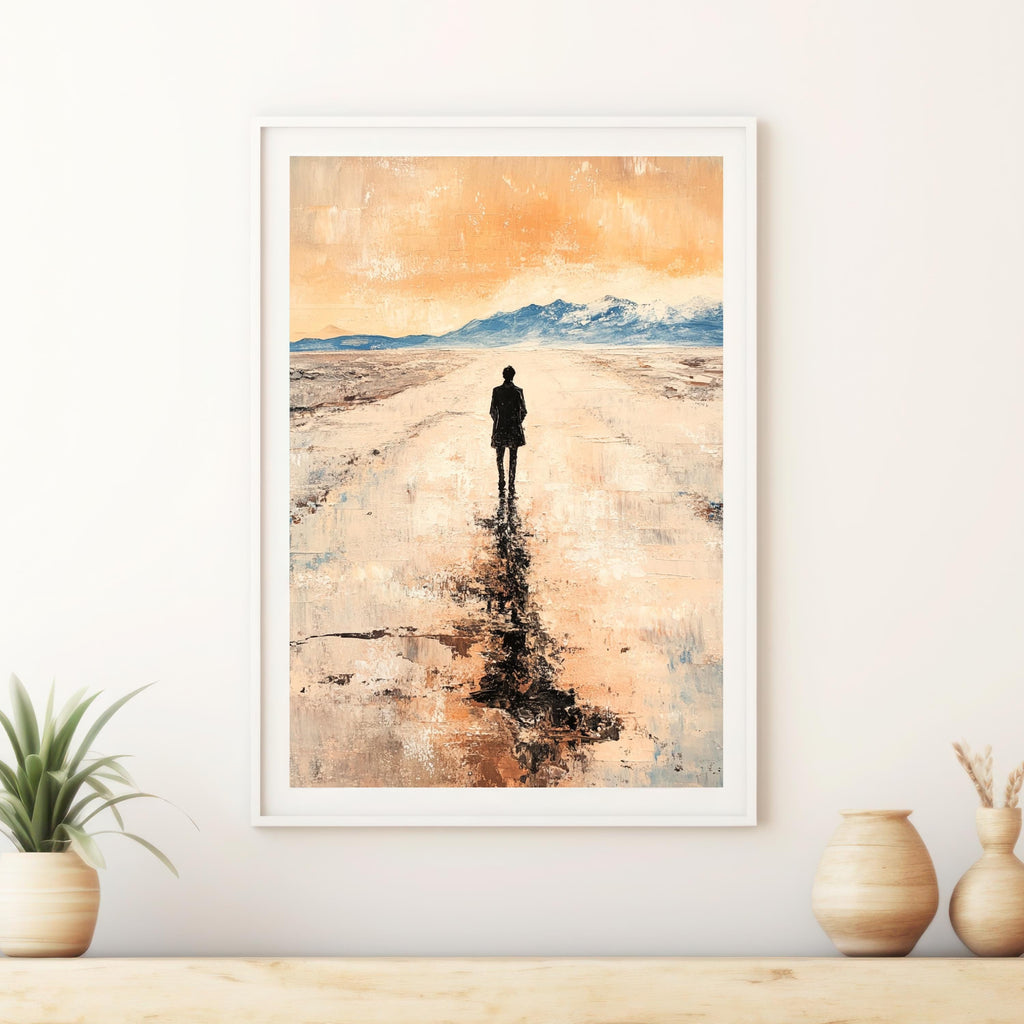 Salar de Uyuni - Desert Mirror – Beige Textured Oil Landscape Inspired by Bolivia’s Salt Flats (Salar de Uyuni)