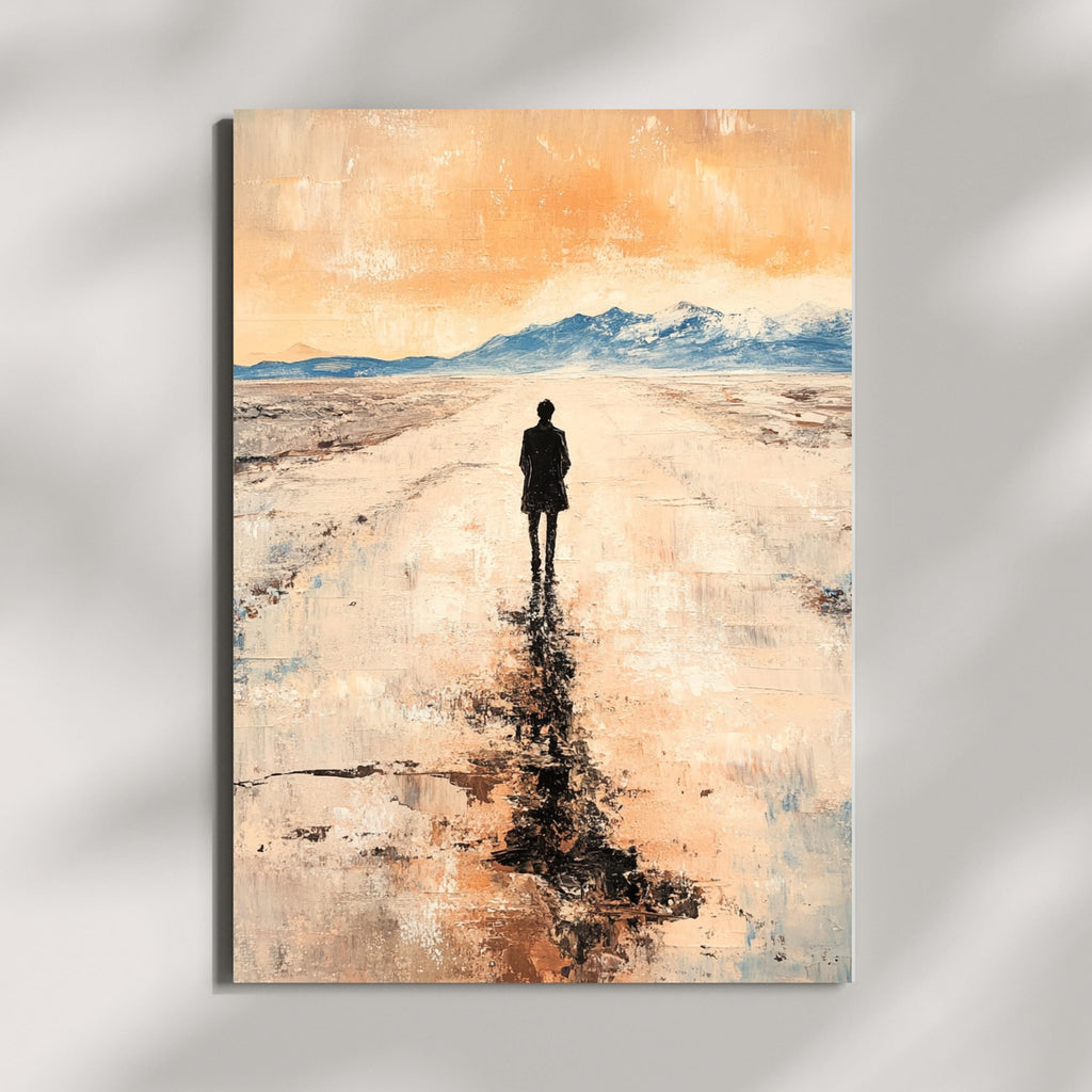 Salar de Uyuni - Desert Mirror – Beige Textured Oil Landscape Inspired by Bolivia’s Salt Flats (Salar de Uyuni)