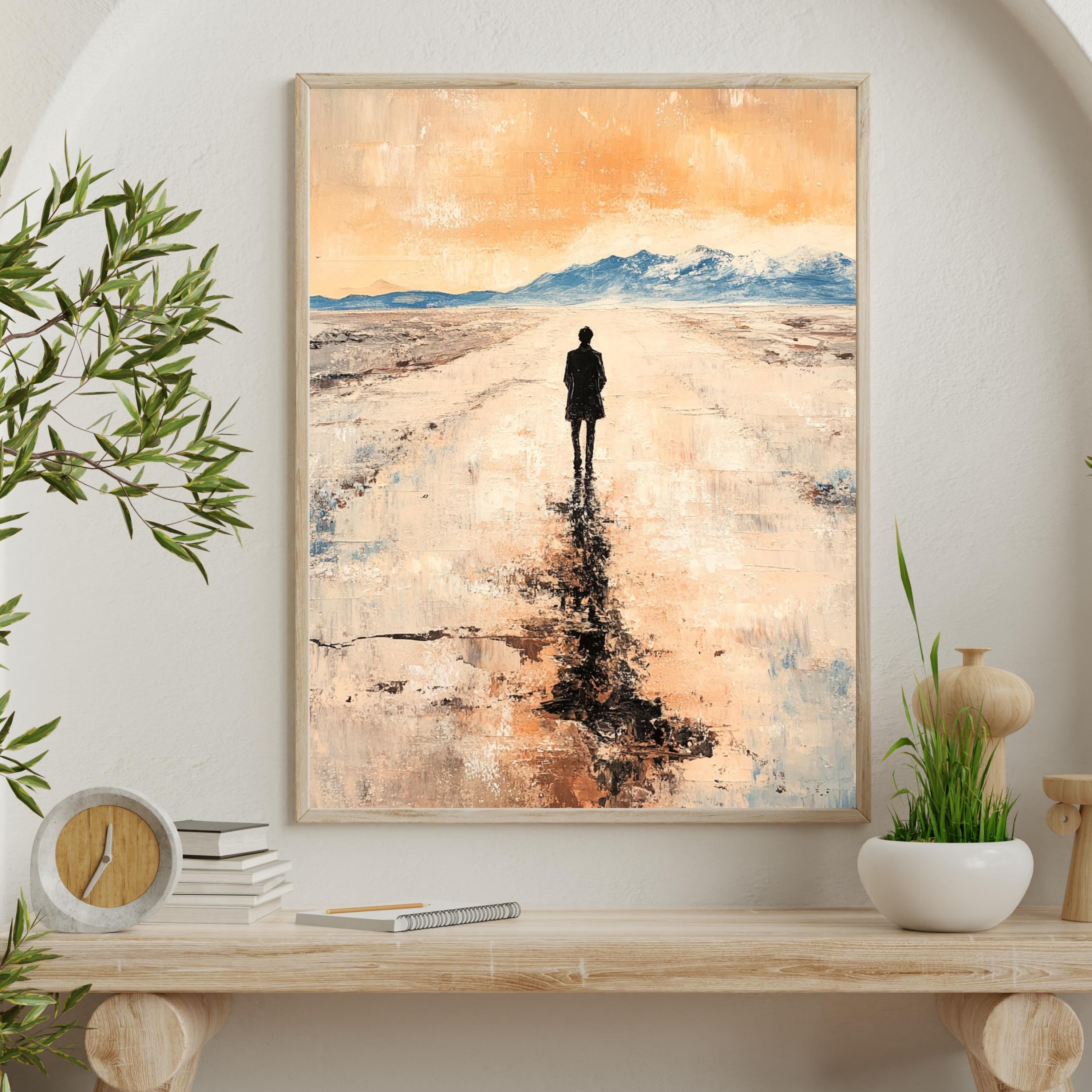 Salar de Uyuni - Desert Mirror – Beige Textured Oil Landscape Inspired by Bolivia’s Salt Flats (Salar de Uyuni)