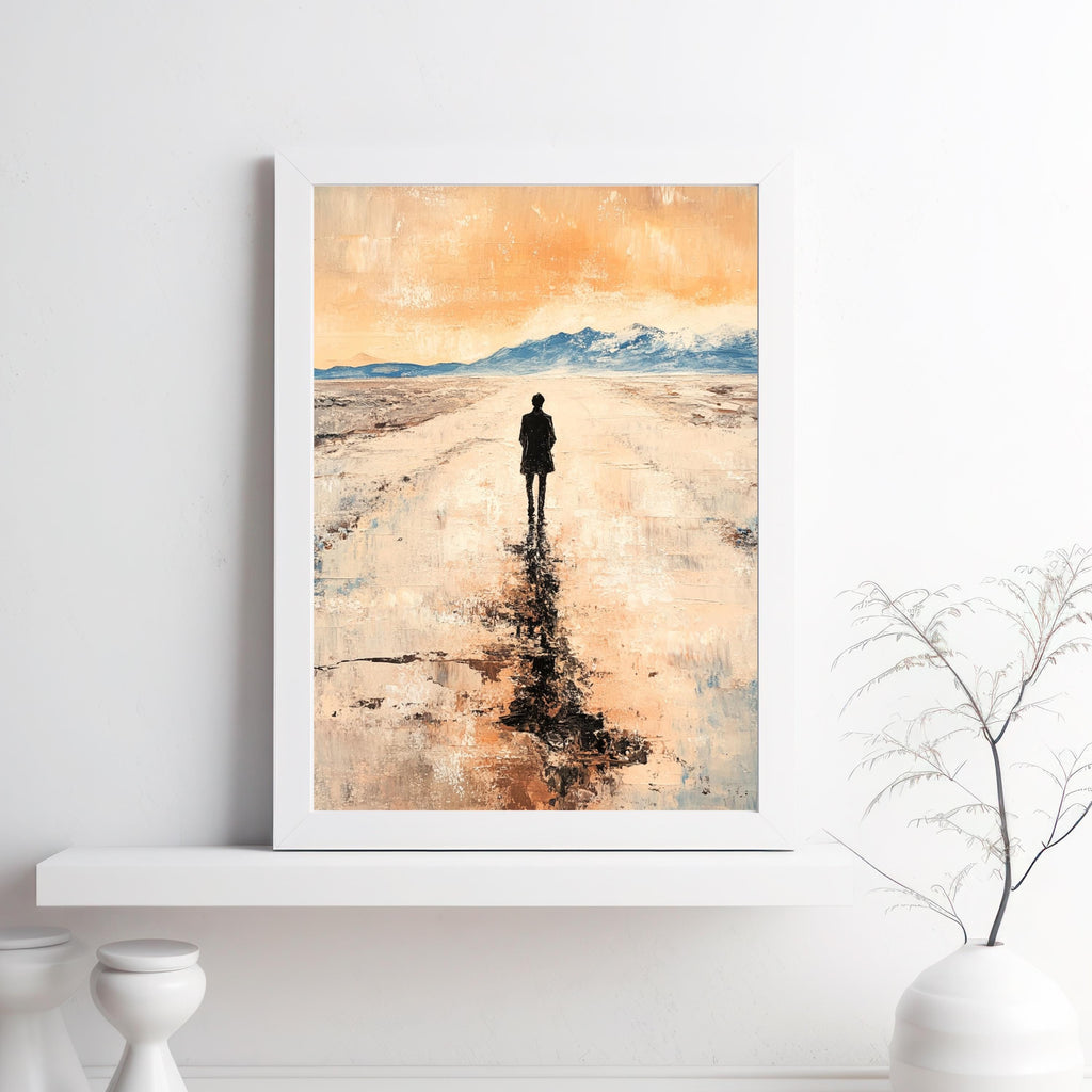 Salar de Uyuni - Desert Mirror – Beige Textured Oil Landscape Inspired by Bolivia’s Salt Flats (Salar de Uyuni)