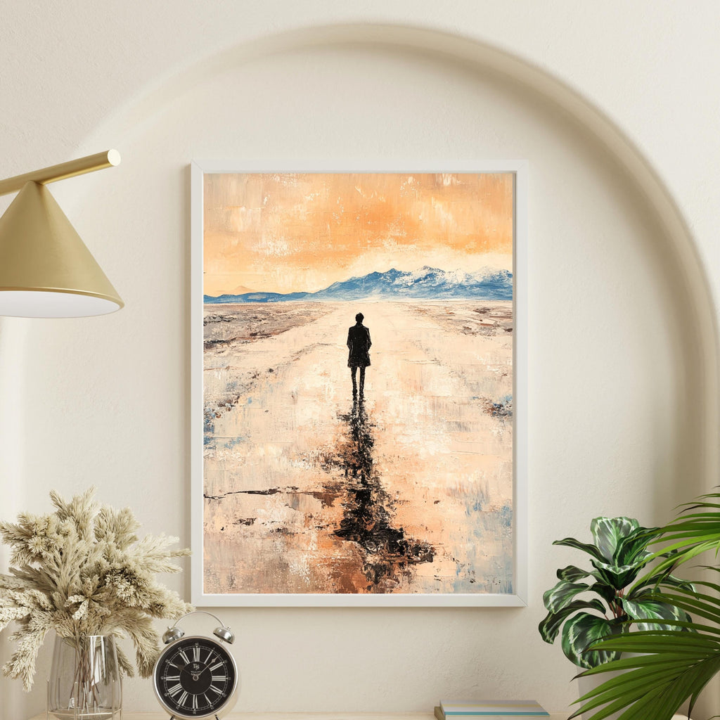 Salar de Uyuni - Desert Mirror – Beige Textured Oil Landscape Inspired by Bolivia’s Salt Flats (Salar de Uyuni)