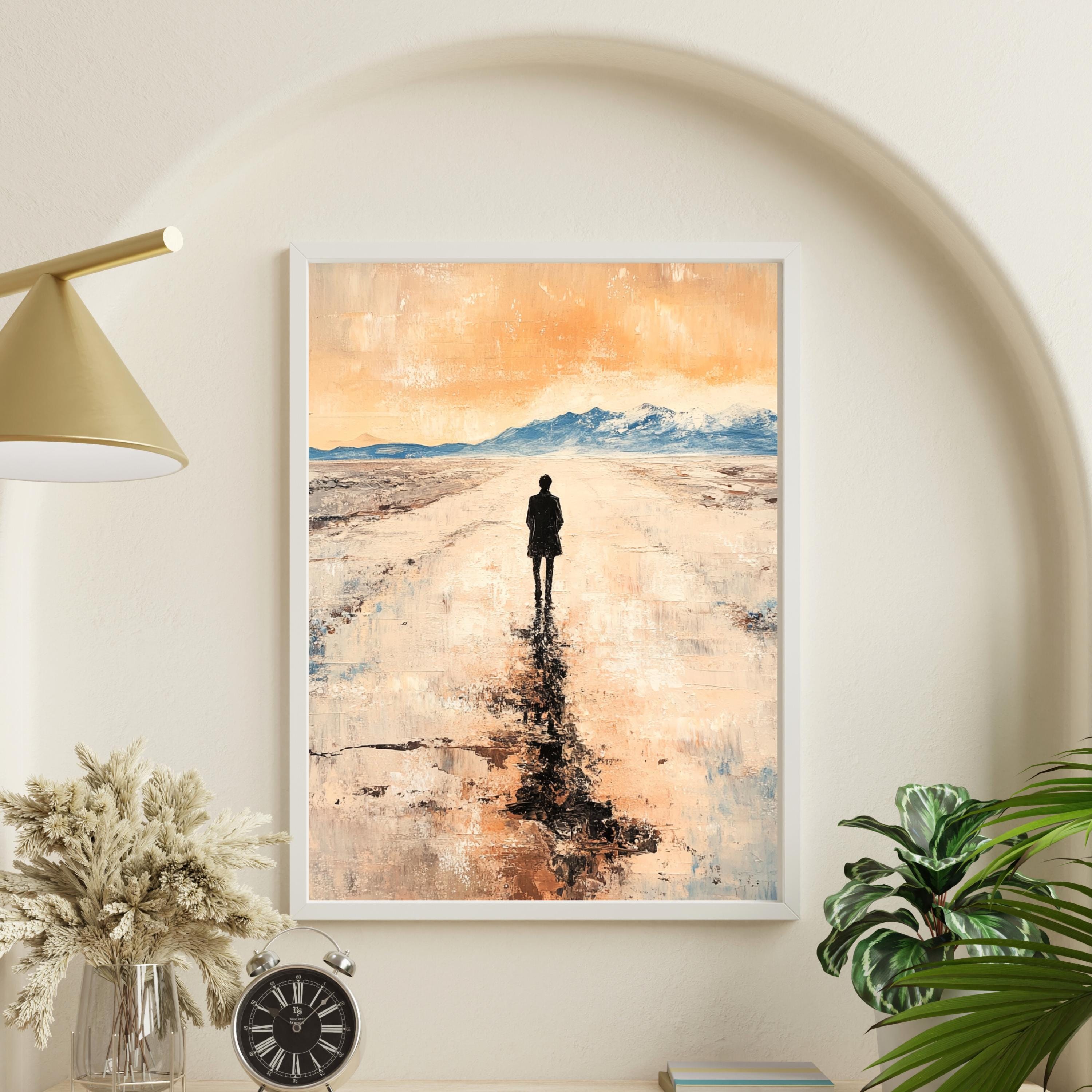 Salar de Uyuni - Desert Mirror – Beige Textured Oil Landscape Inspired by Bolivia’s Salt Flats (Salar de Uyuni)