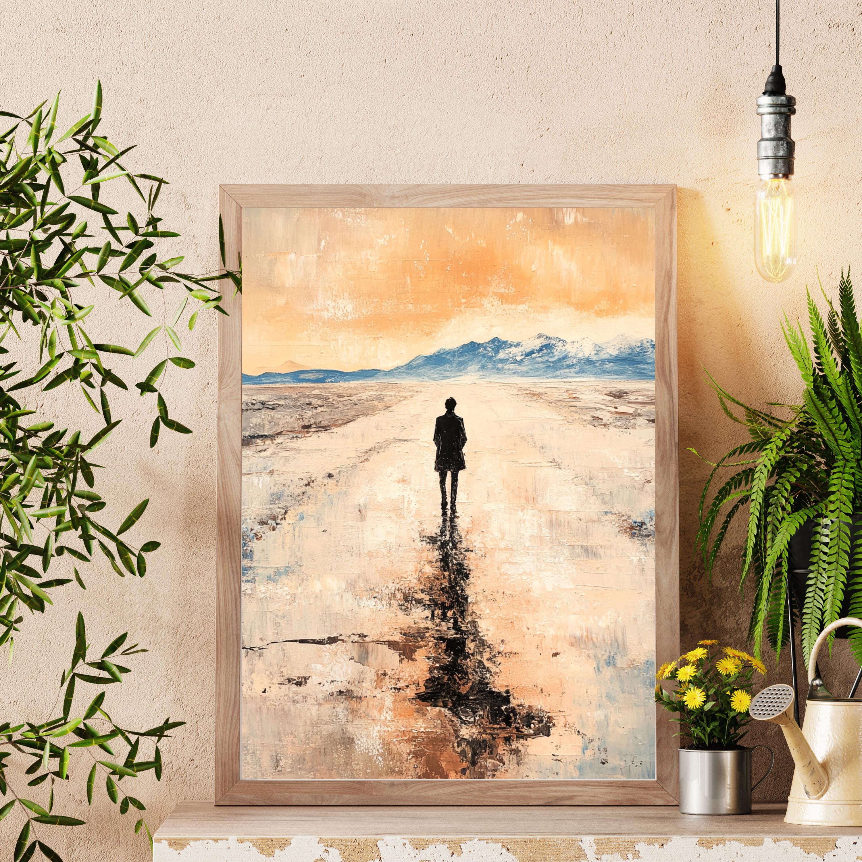 Salar de Uyuni - Desert Mirror – Beige Textured Oil Landscape Inspired by Bolivia’s Salt Flats (Salar de Uyuni)