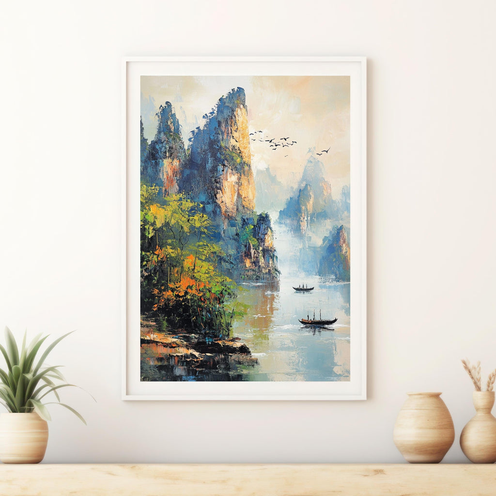 Zhangjiajie China -Whispers of Stone – Textured Beige Mountain Landscape Inspired by Zhangjiajie China