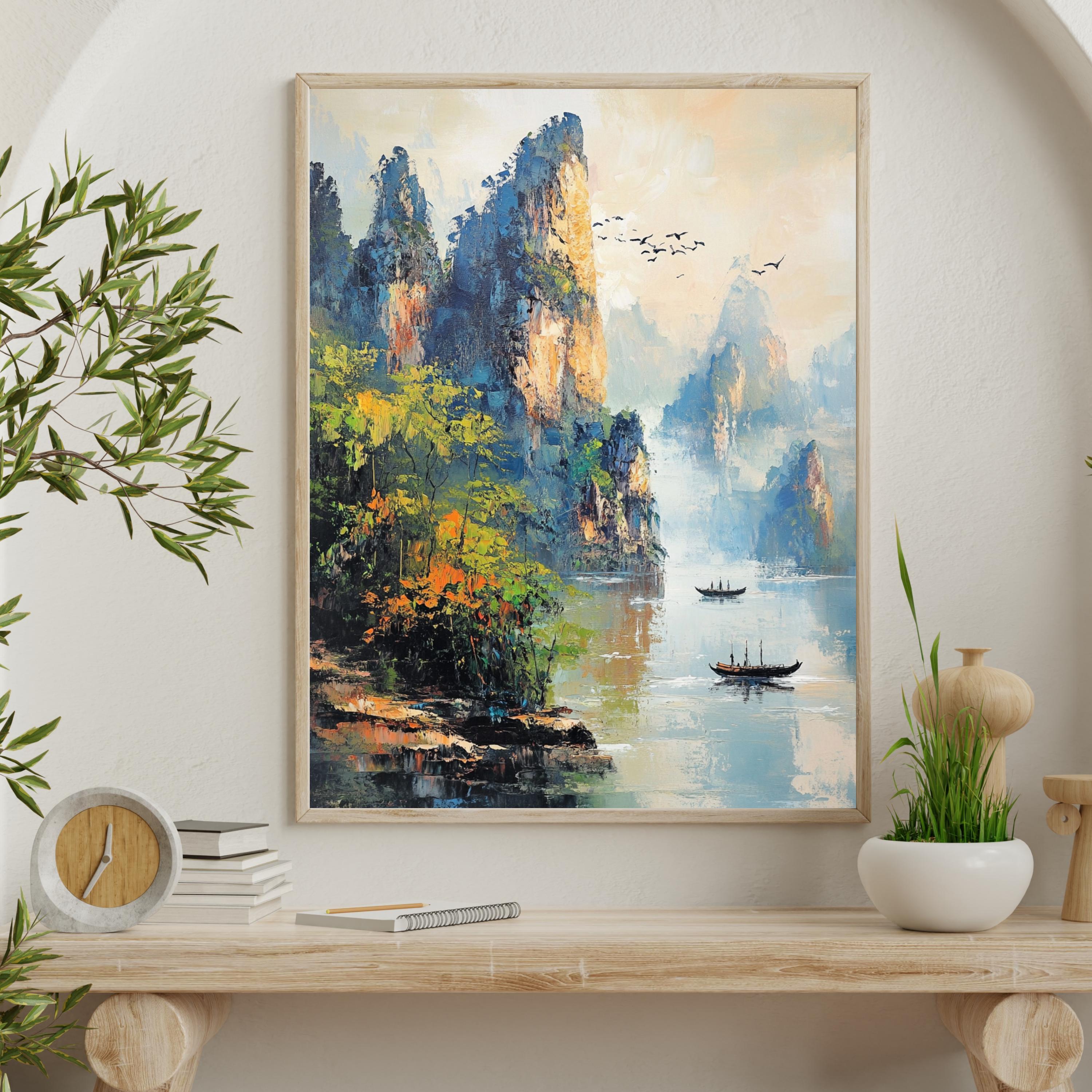 Zhangjiajie China -Whispers of Stone – Textured Beige Mountain Landscape Inspired by Zhangjiajie China