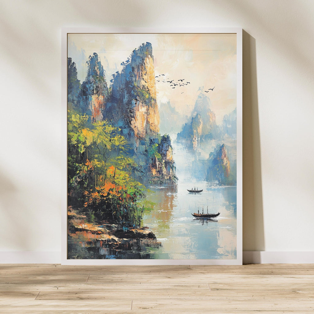 Zhangjiajie China -Whispers of Stone – Textured Beige Mountain Landscape Inspired by Zhangjiajie China