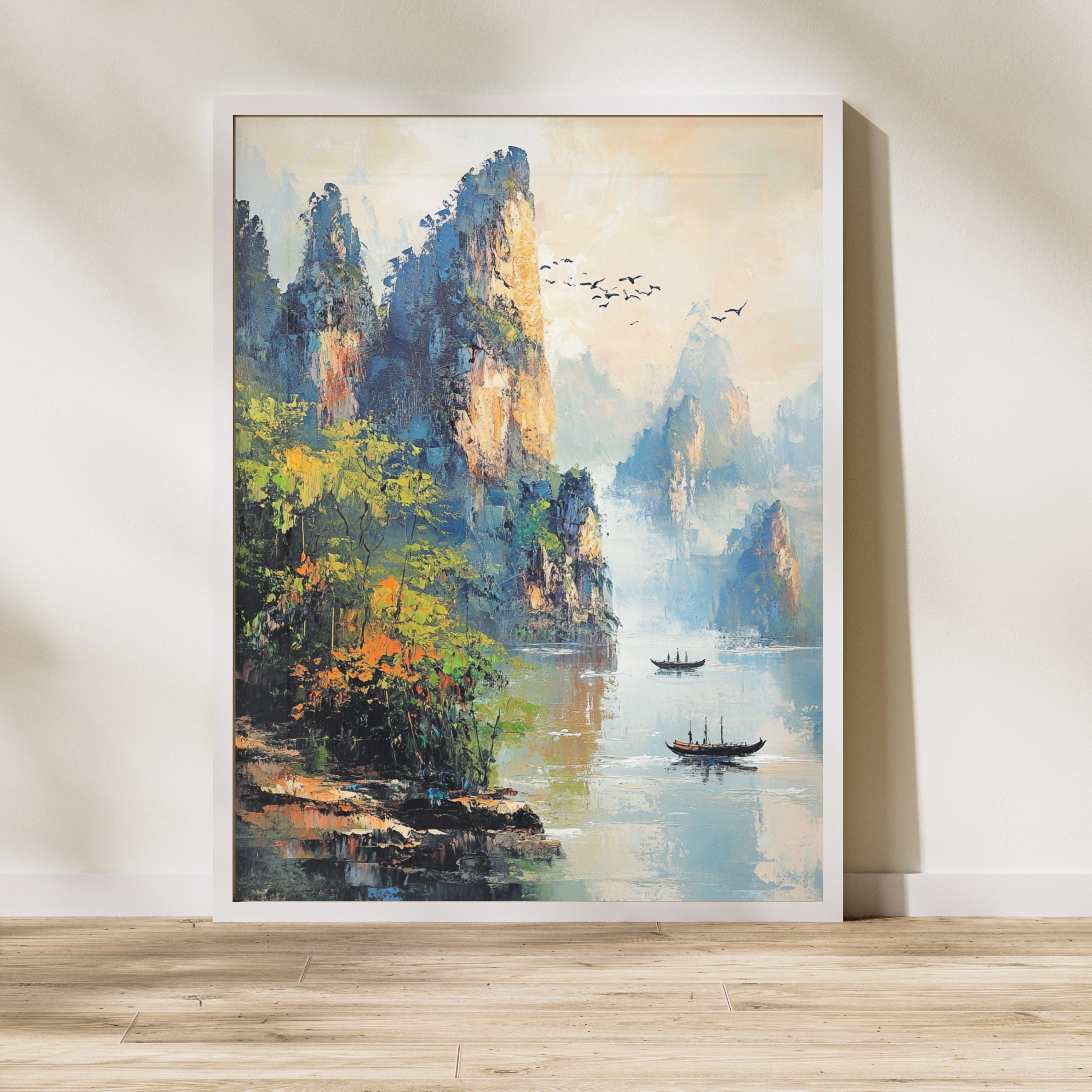 Zhangjiajie China -Whispers of Stone – Textured Beige Mountain Landscape Inspired by Zhangjiajie China