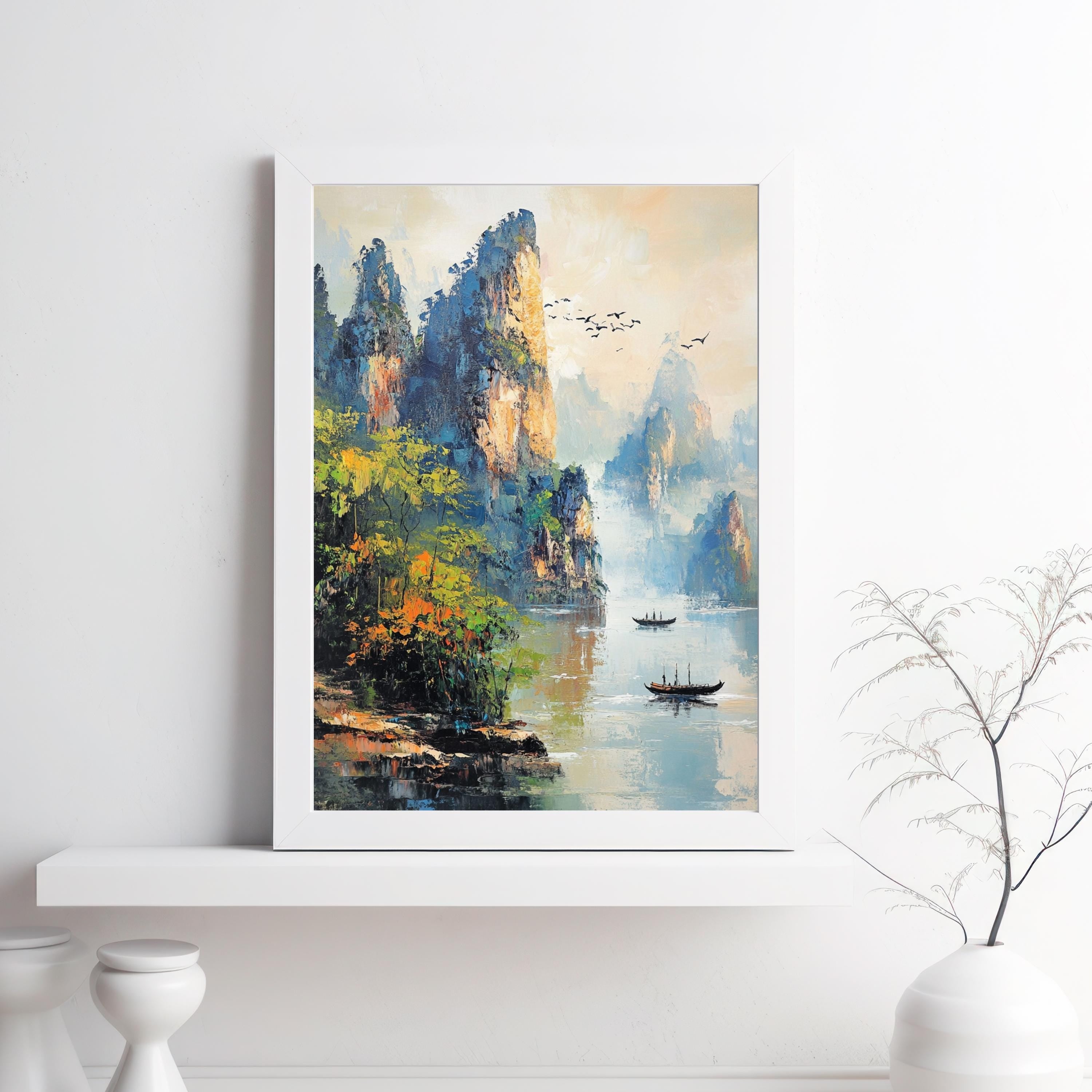 Zhangjiajie China -Whispers of Stone – Textured Beige Mountain Landscape Inspired by Zhangjiajie China