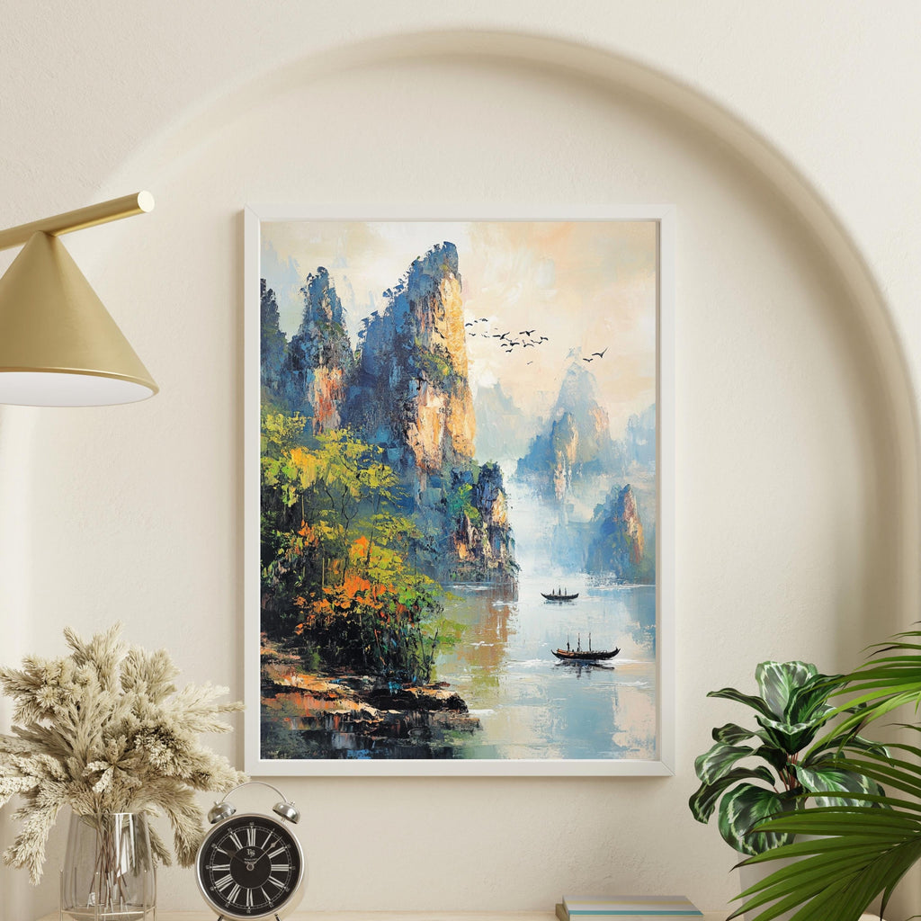 Zhangjiajie China -Whispers of Stone – Textured Beige Mountain Landscape Inspired by Zhangjiajie China