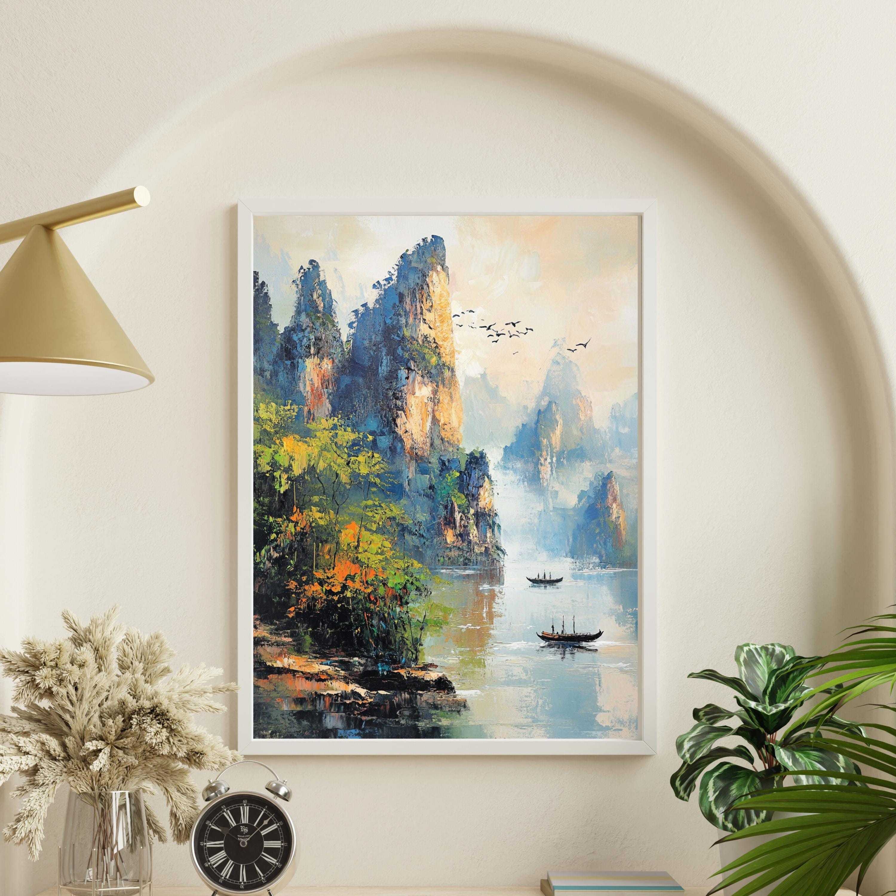 Zhangjiajie China -Whispers of Stone – Textured Beige Mountain Landscape Inspired by Zhangjiajie China