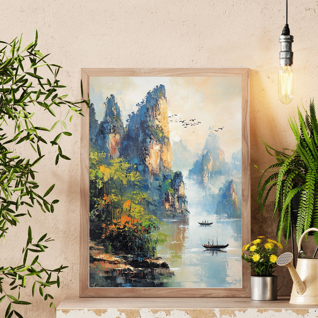 Zhangjiajie China -Whispers of Stone – Textured Beige Mountain Landscape Inspired by Zhangjiajie China