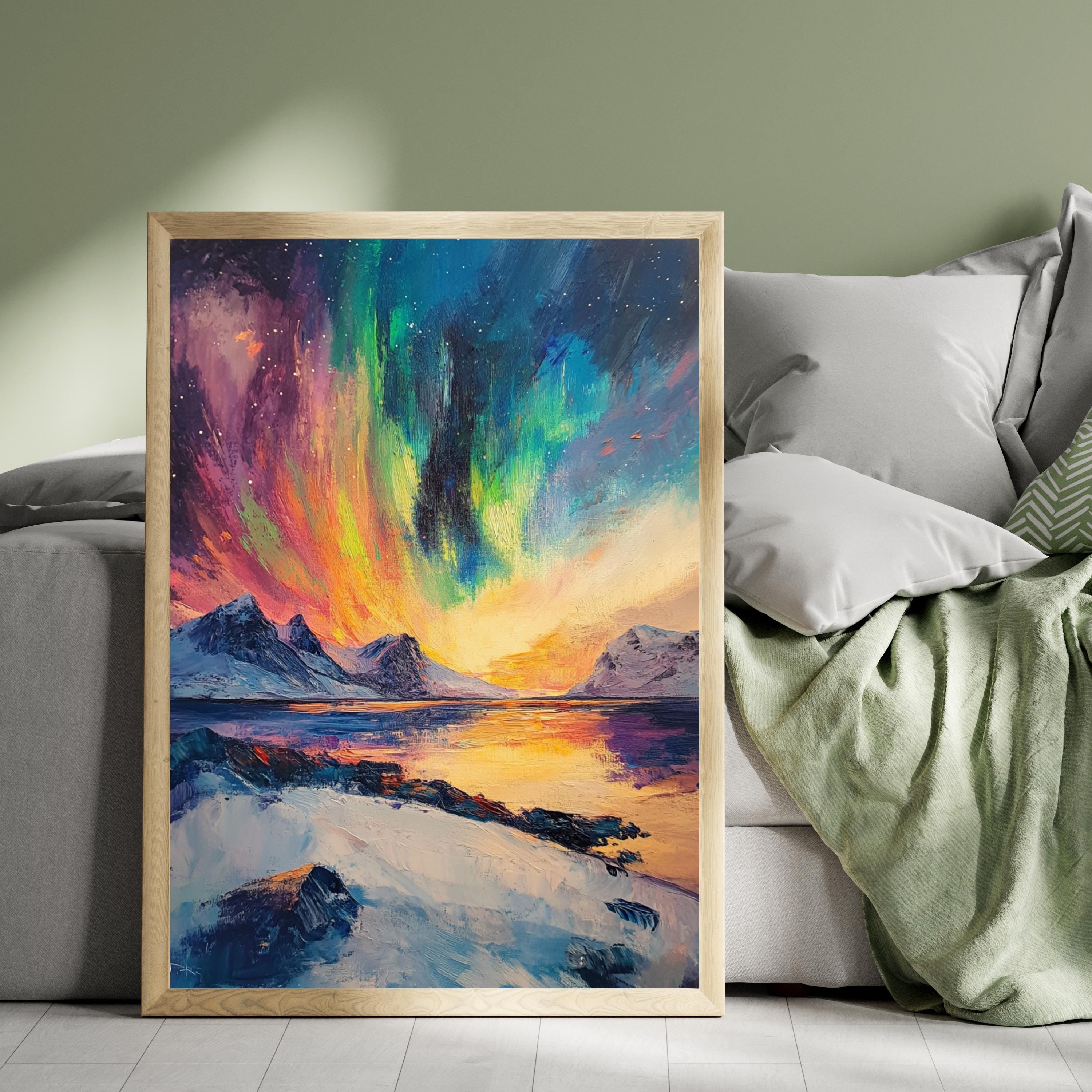 Reynisfjara Black Sand Beach, Iceland – Textured Beige Palette Knife Oil Painting – Venetian Beige Coastal Wall Art Print