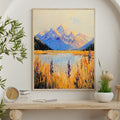 Aoraki Mount Cook New Zealand – Beige Palette Knife Oil Painting – Textured Mountain Landscape Print