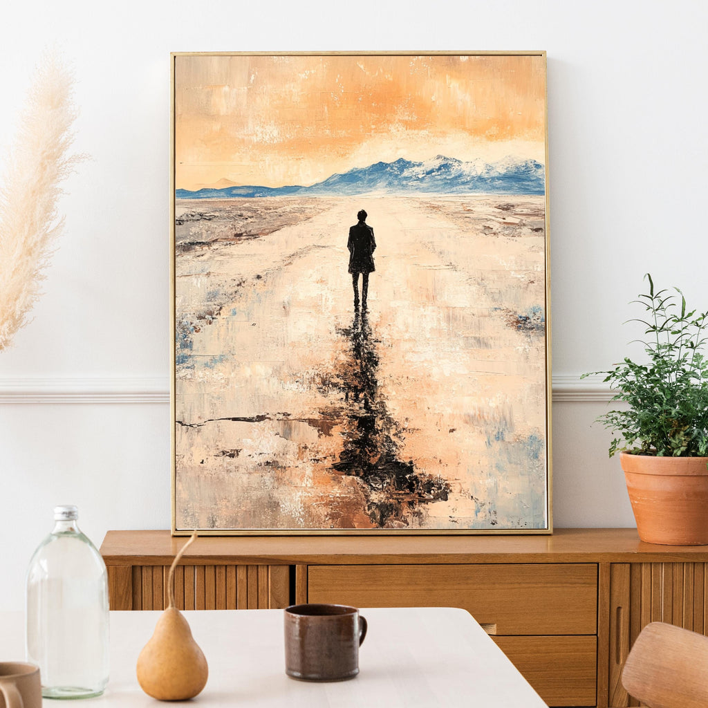 Salar de Uyuni - Desert Mirror – Beige Textured Oil Landscape Inspired by Bolivia’s Salt Flats (Salar de Uyuni)
