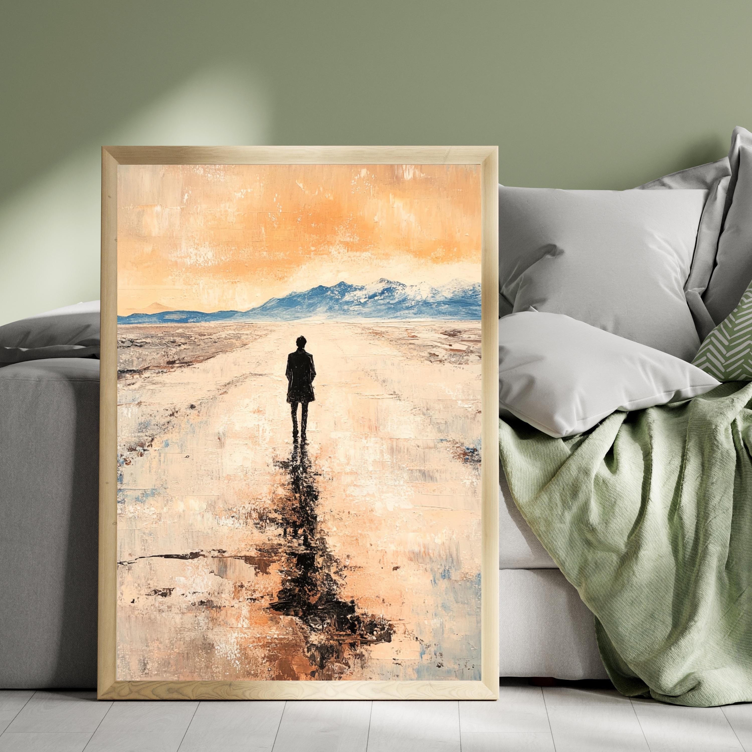 Salar de Uyuni - Desert Mirror – Beige Textured Oil Landscape Inspired by Bolivia’s Salt Flats (Salar de Uyuni)