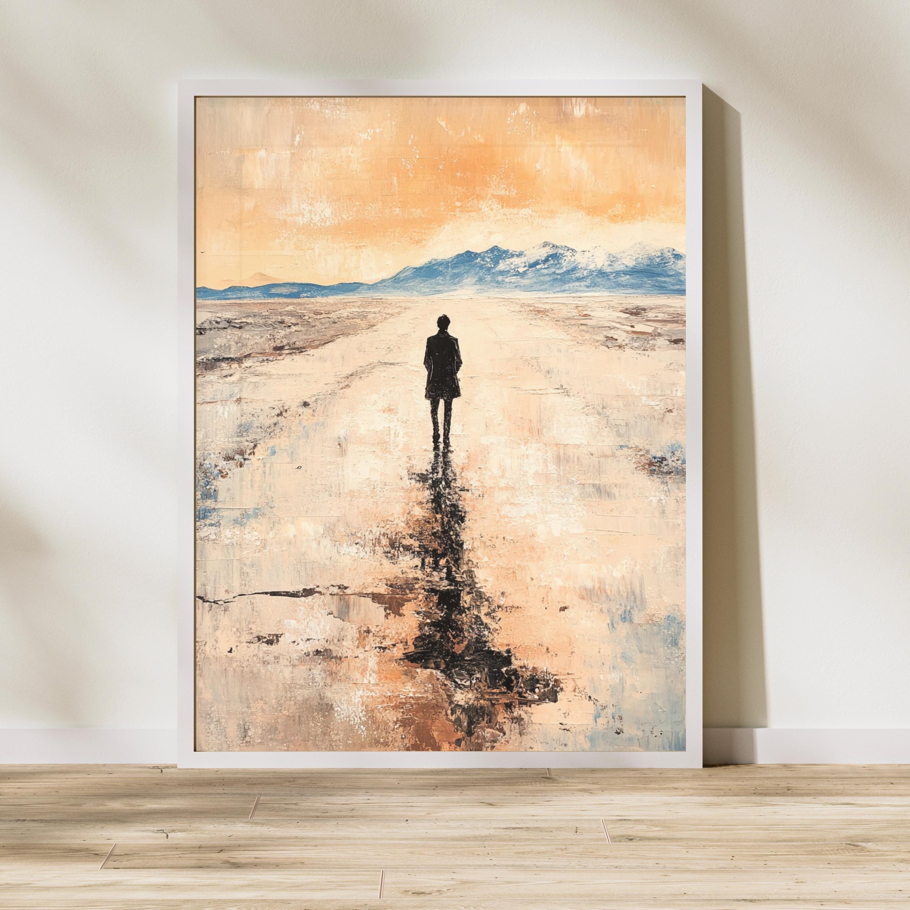Salar de Uyuni - Desert Mirror – Beige Textured Oil Landscape Inspired by Bolivia’s Salt Flats (Salar de Uyuni)