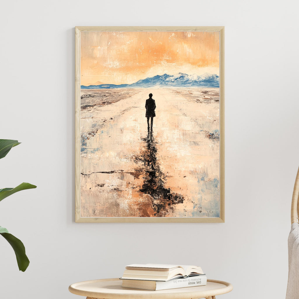 Salar de Uyuni - Desert Mirror – Beige Textured Oil Landscape Inspired by Bolivia’s Salt Flats (Salar de Uyuni)