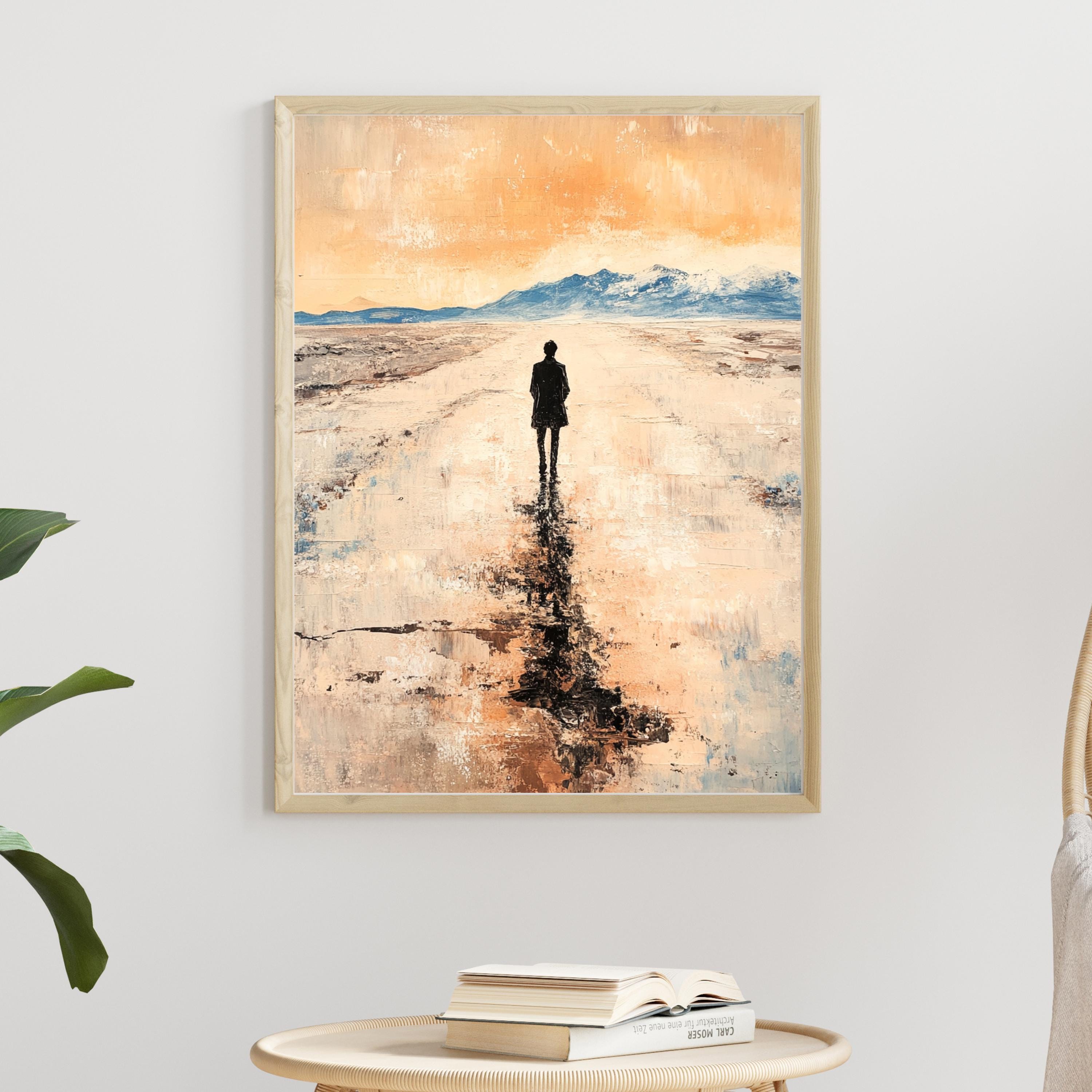 Salar de Uyuni - Desert Mirror – Beige Textured Oil Landscape Inspired by Bolivia’s Salt Flats (Salar de Uyuni)