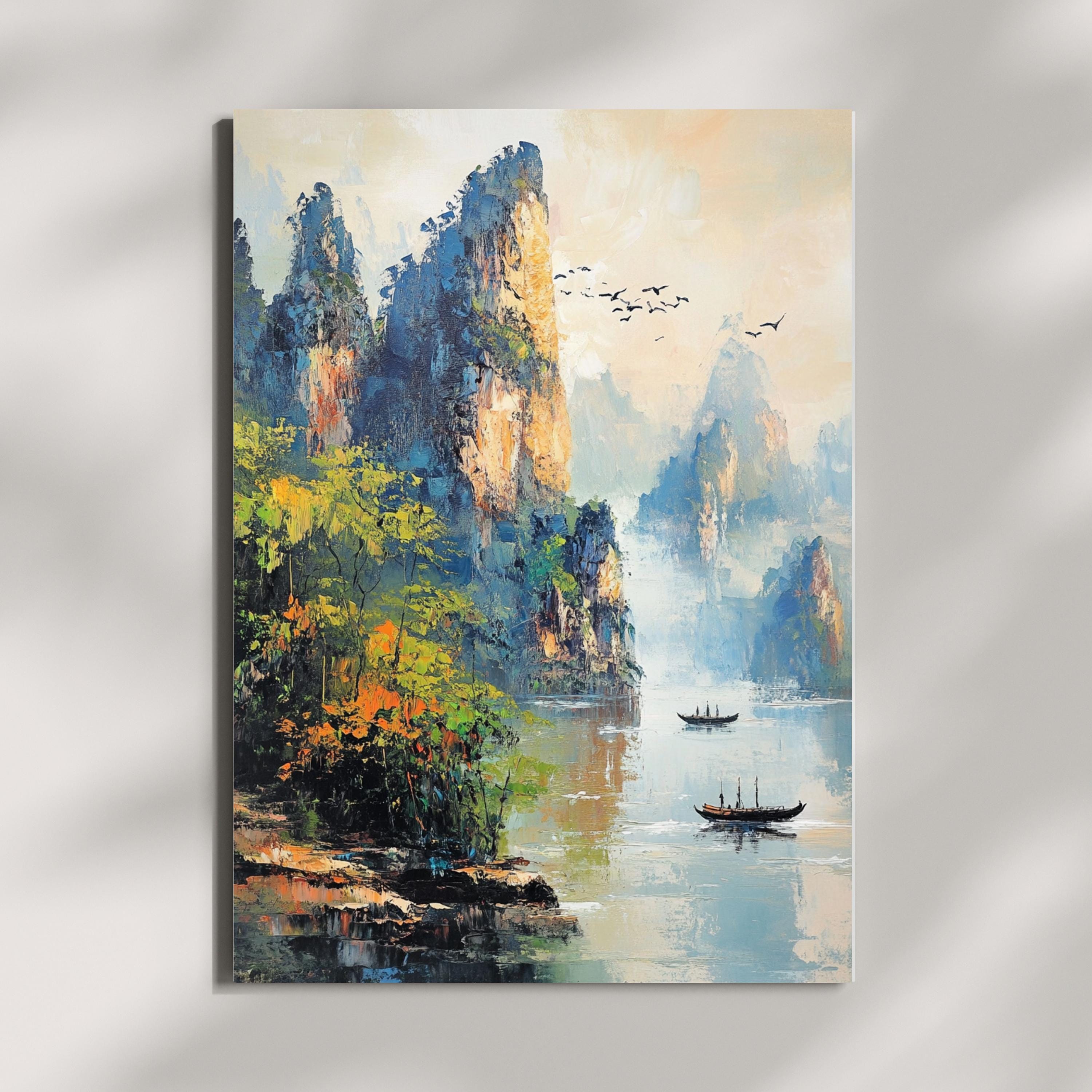 Zhangjiajie China -Whispers of Stone – Textured Beige Mountain Landscape Inspired by Zhangjiajie China