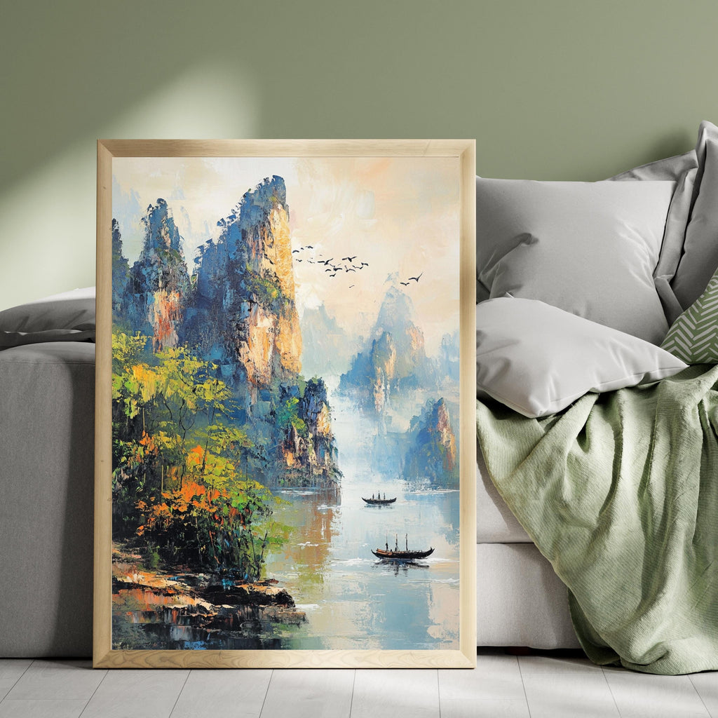 Zhangjiajie China -Whispers of Stone – Textured Beige Mountain Landscape Inspired by Zhangjiajie China