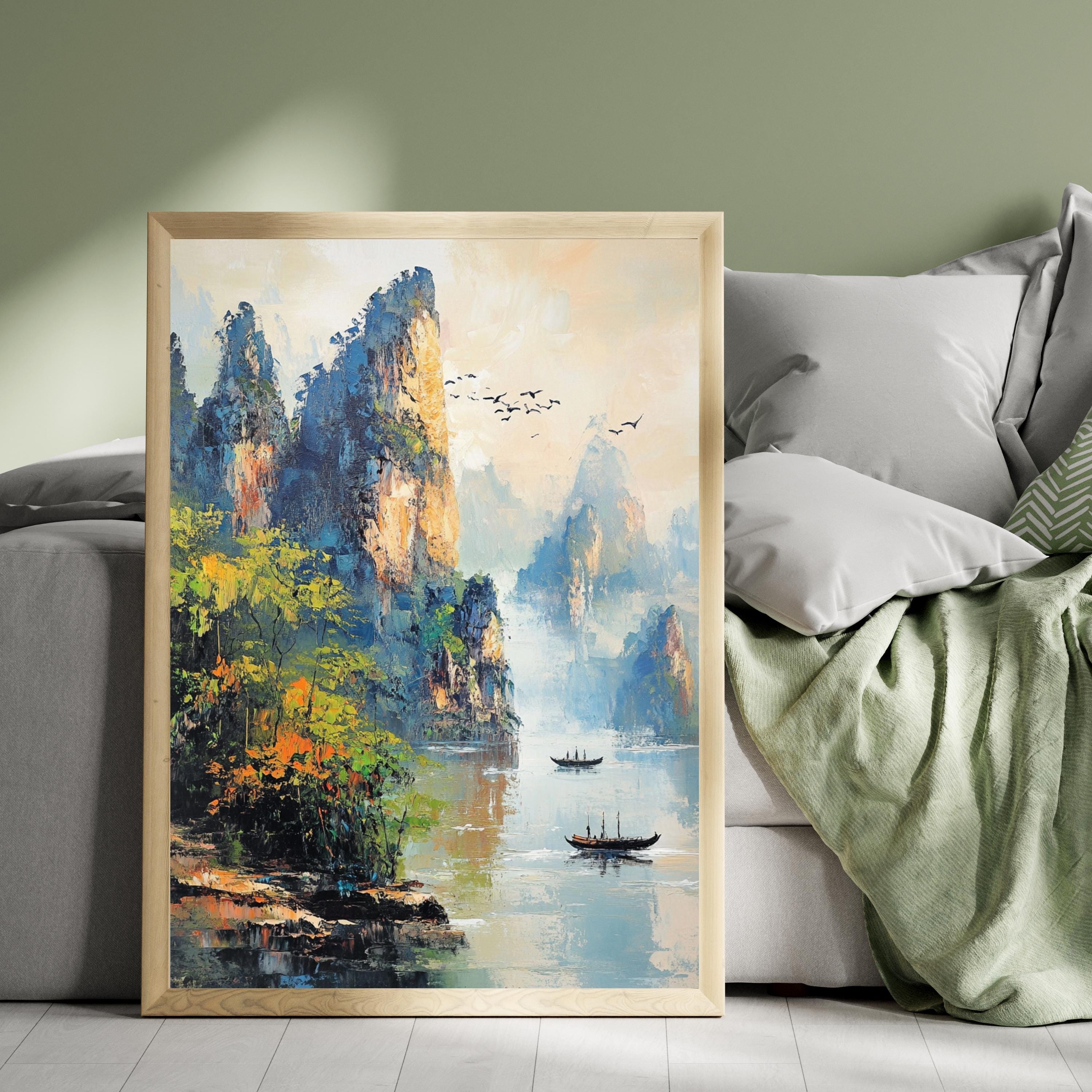 Zhangjiajie China -Whispers of Stone – Textured Beige Mountain Landscape Inspired by Zhangjiajie China