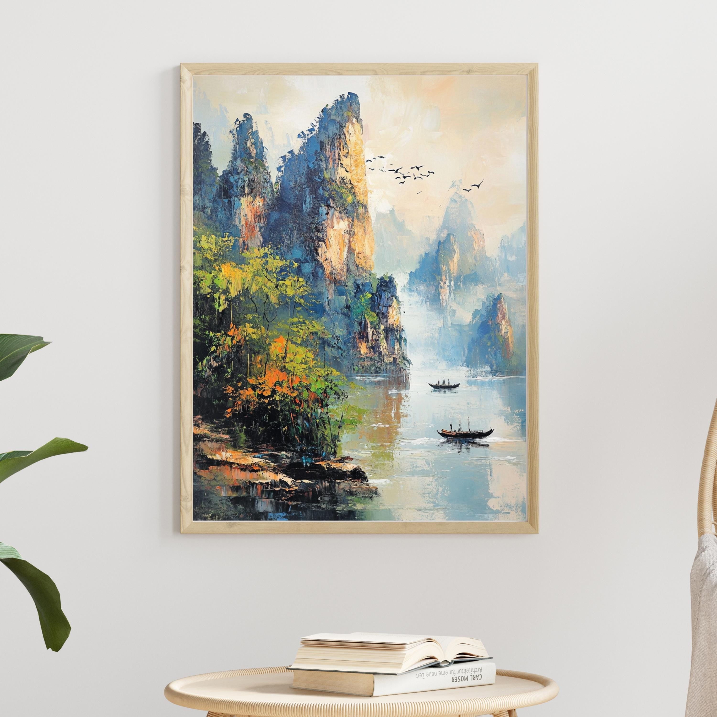 Zhangjiajie China -Whispers of Stone – Textured Beige Mountain Landscape Inspired by Zhangjiajie China