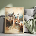 Neuschwanstein - The Dreamer's Fortress – Textured Beige Oil Painting of Neuschwanstein Castle Germany