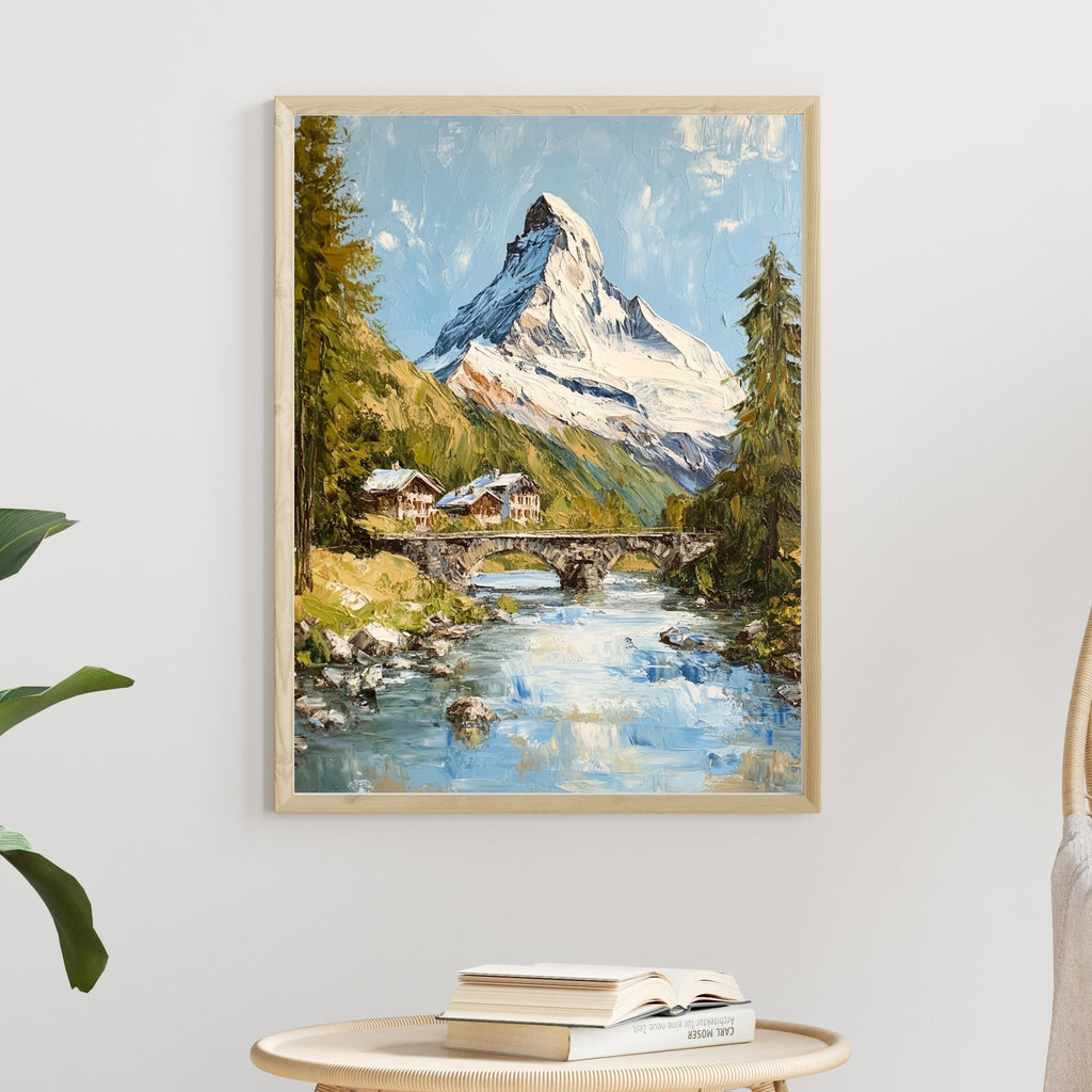 Matterhorn Majesty – Textured Beige Palette Knife Mountain Art from Switzerland