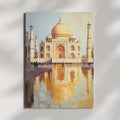 Taj Mahal painting - Eternal Light – Textured Beige Oil Painting of the Taj Mahal, India