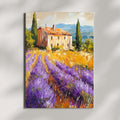 Lavender Fields of Provence – Textured Beige Oil Painting Inspired by the French Countryside – Neutral Rustic Floral Wall Art