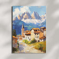 Stillness in the Peaks – Textured Beige Oil Painting of the Italian Dolomites and Alpine Silence