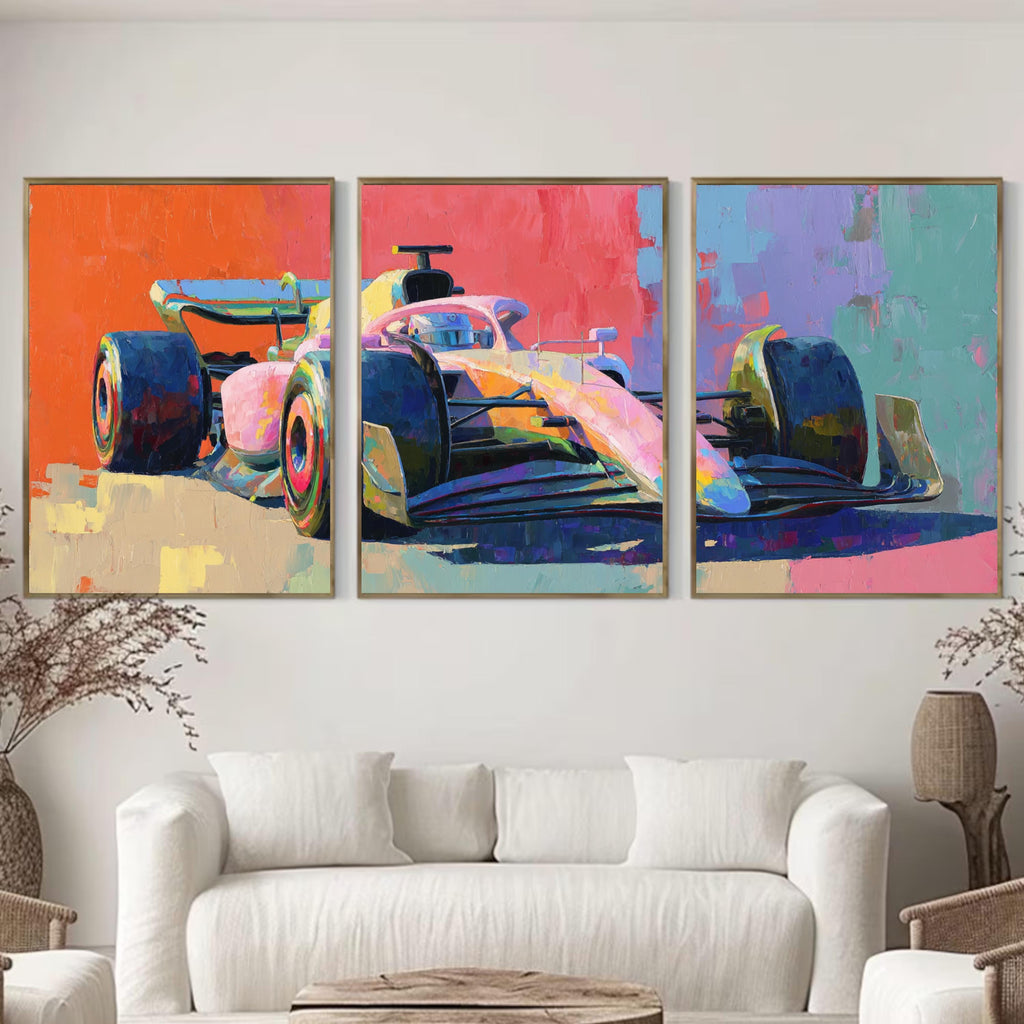 Abstract Formul 1 Racing Art Poster Set | 3 Piece Large Wall Prints