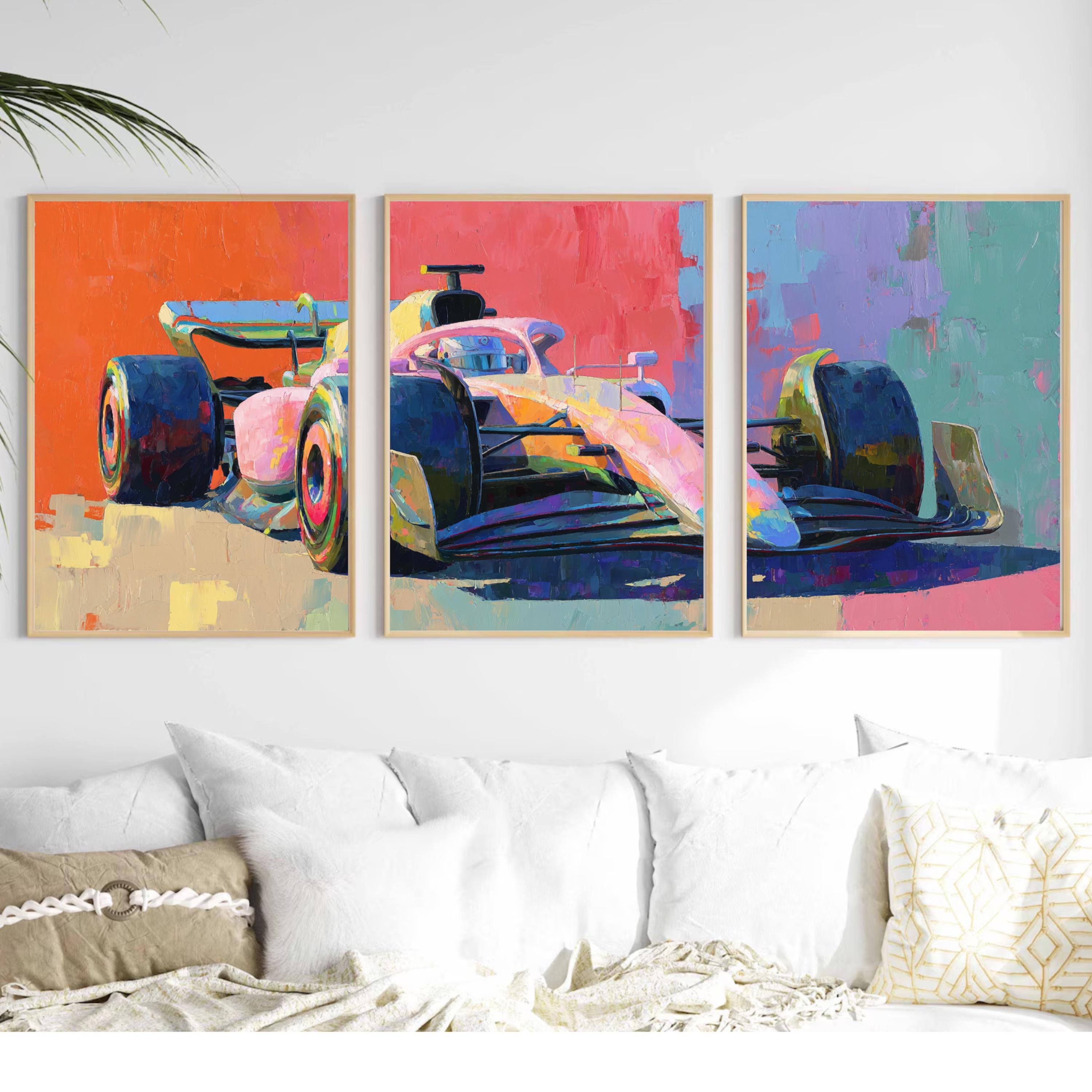 Abstract Formul 1 Racing Art Poster Set | 3 Piece Large Wall Prints