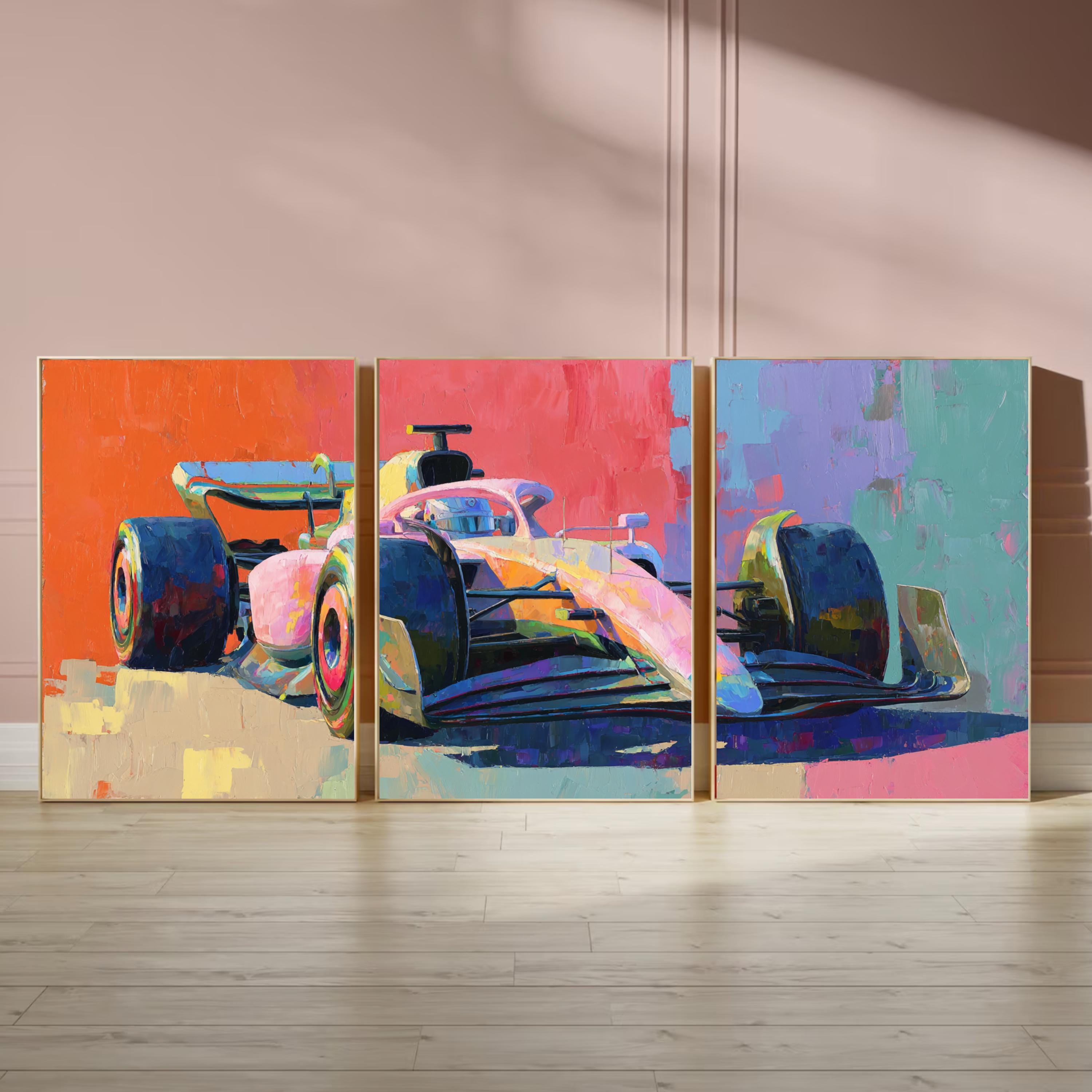 Abstract Formul 1 Racing Art Poster Set | 3 Piece Large Wall Prints
