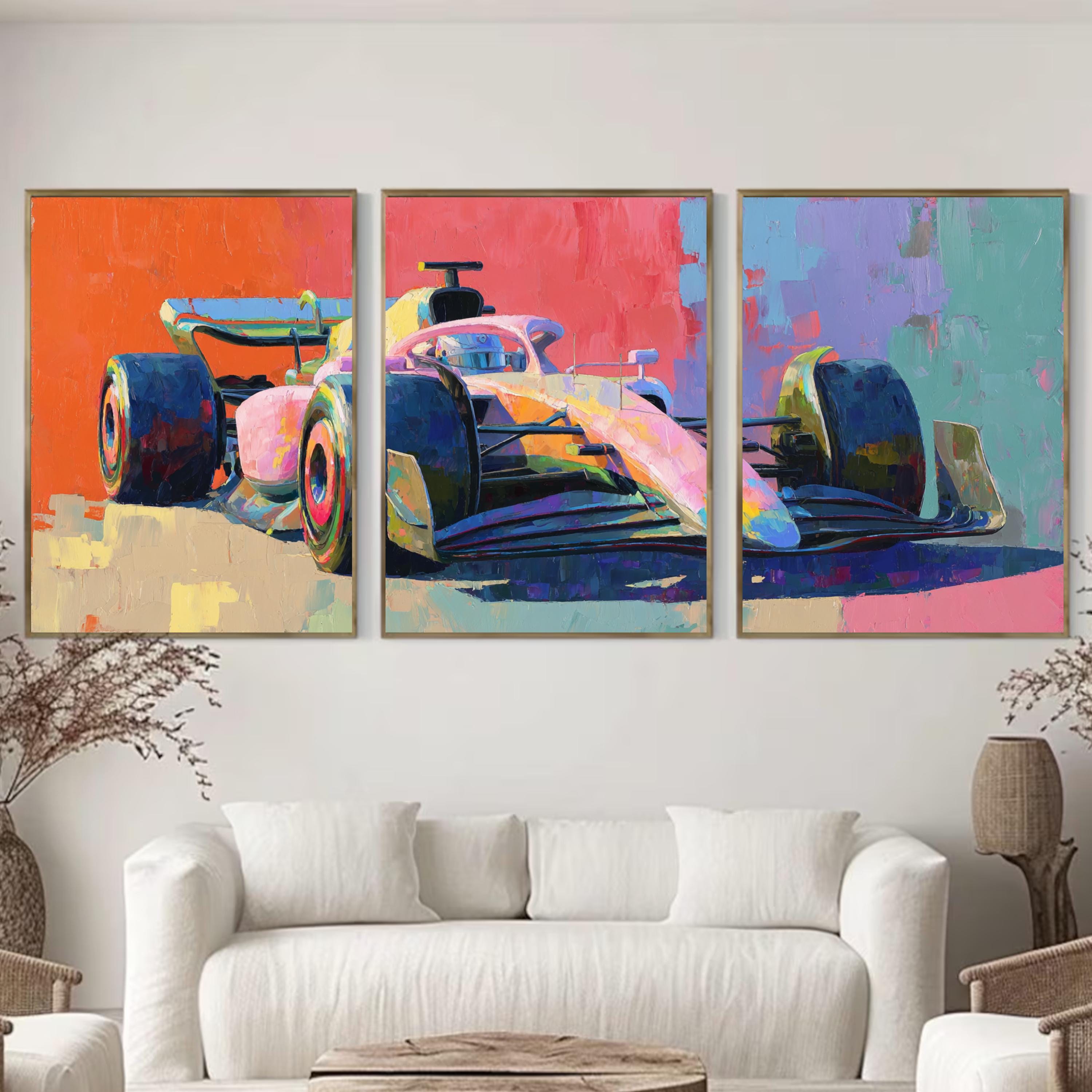 Abstract Formul 1 Racing Art Poster Set | 3 Piece Large Wall Prints