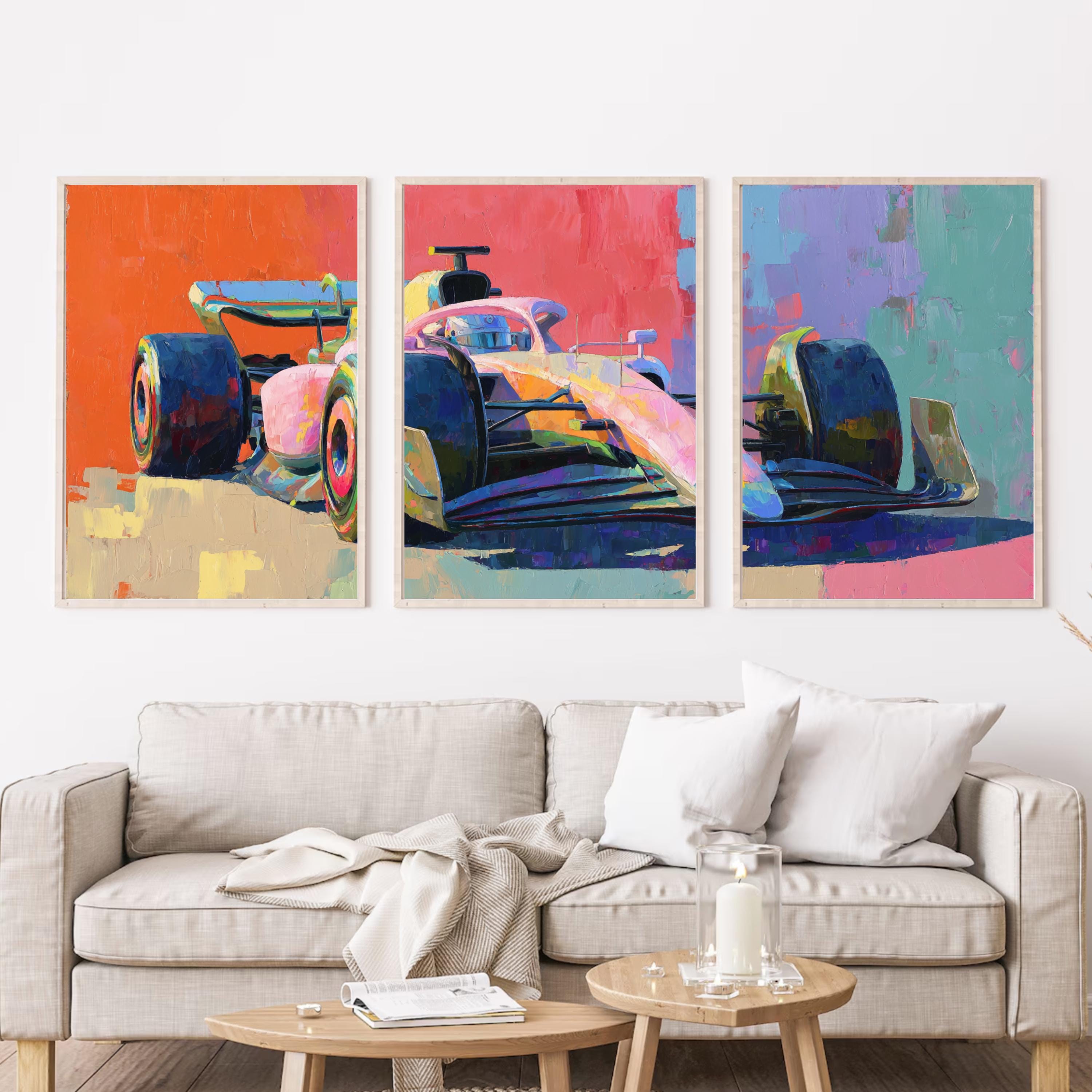Abstract Formul 1 Racing Art Poster Set | 3 Piece Large Wall Prints