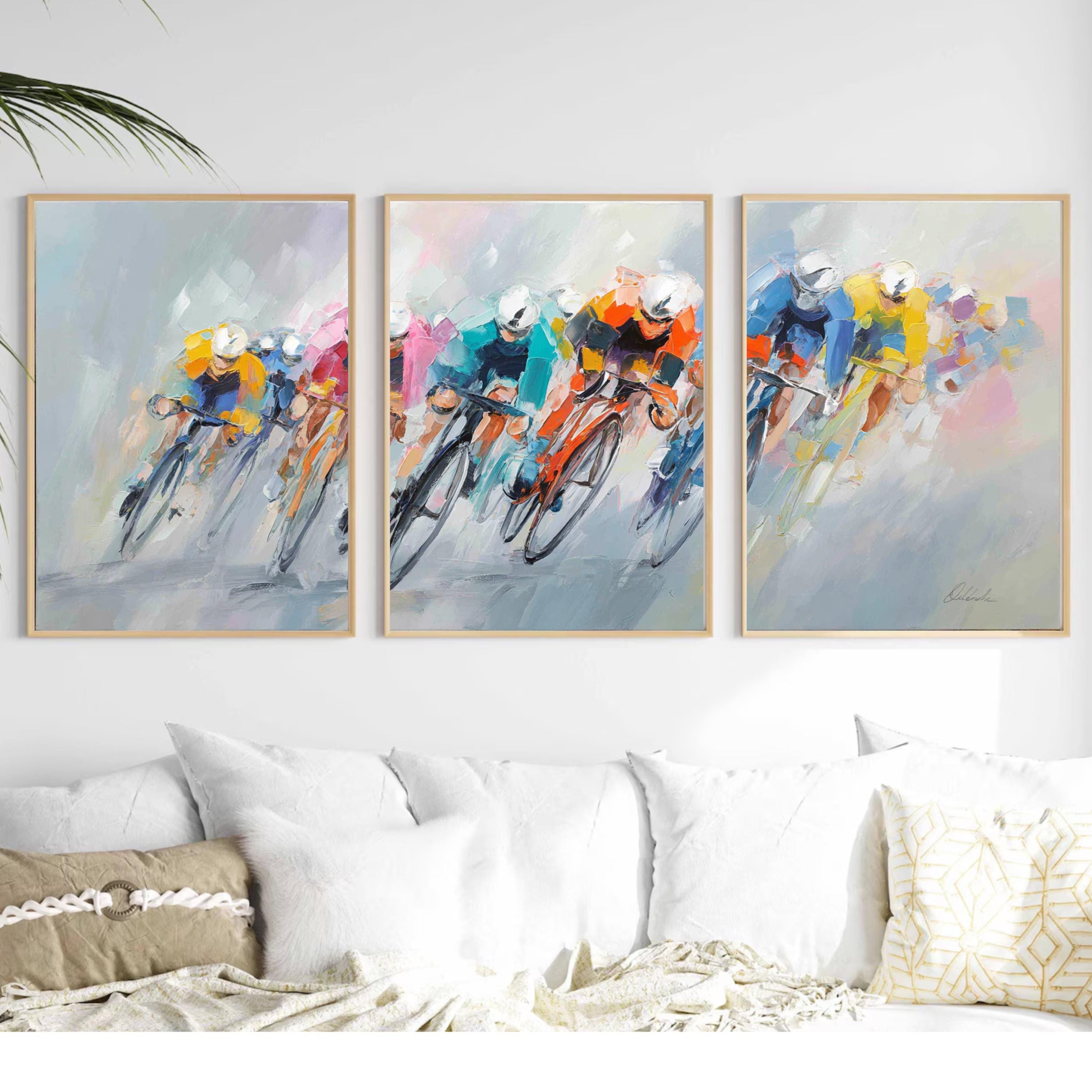 Tour de France Cycling Art Poster Set | 3 Piece Abstract Racing Wall Prints