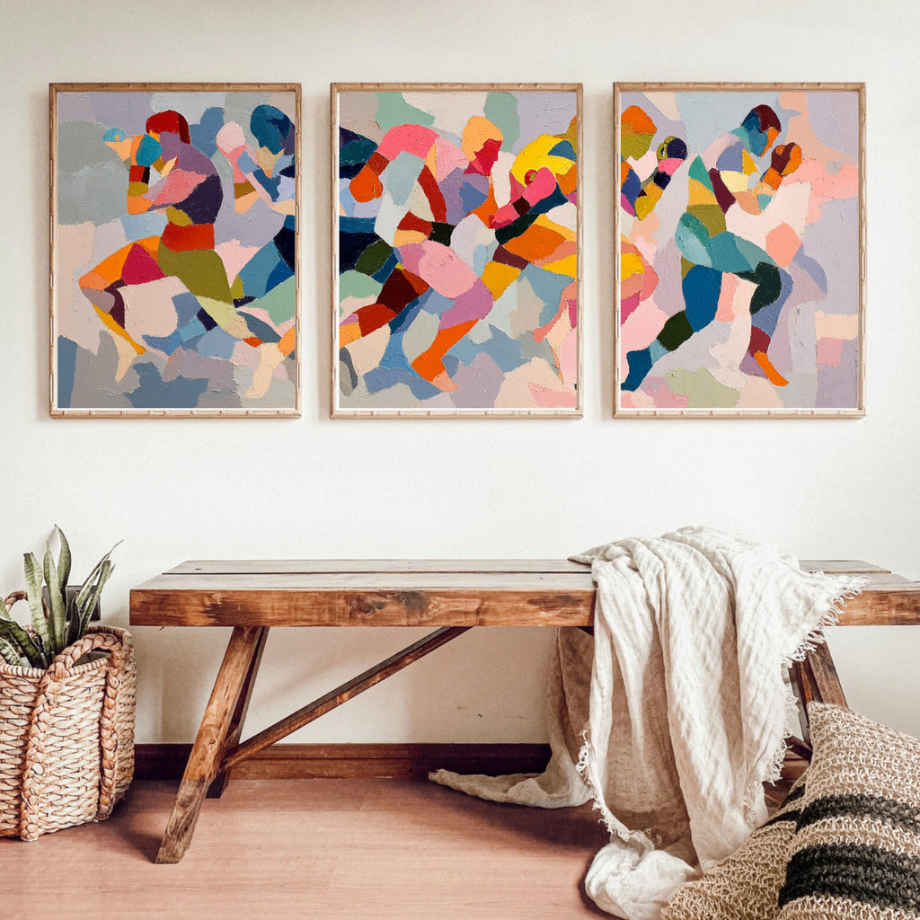 Abstract Boxing Art Poster Set | 3 Piece Kickboxing MMA Wall Prints | Dynamic Sports Artwork